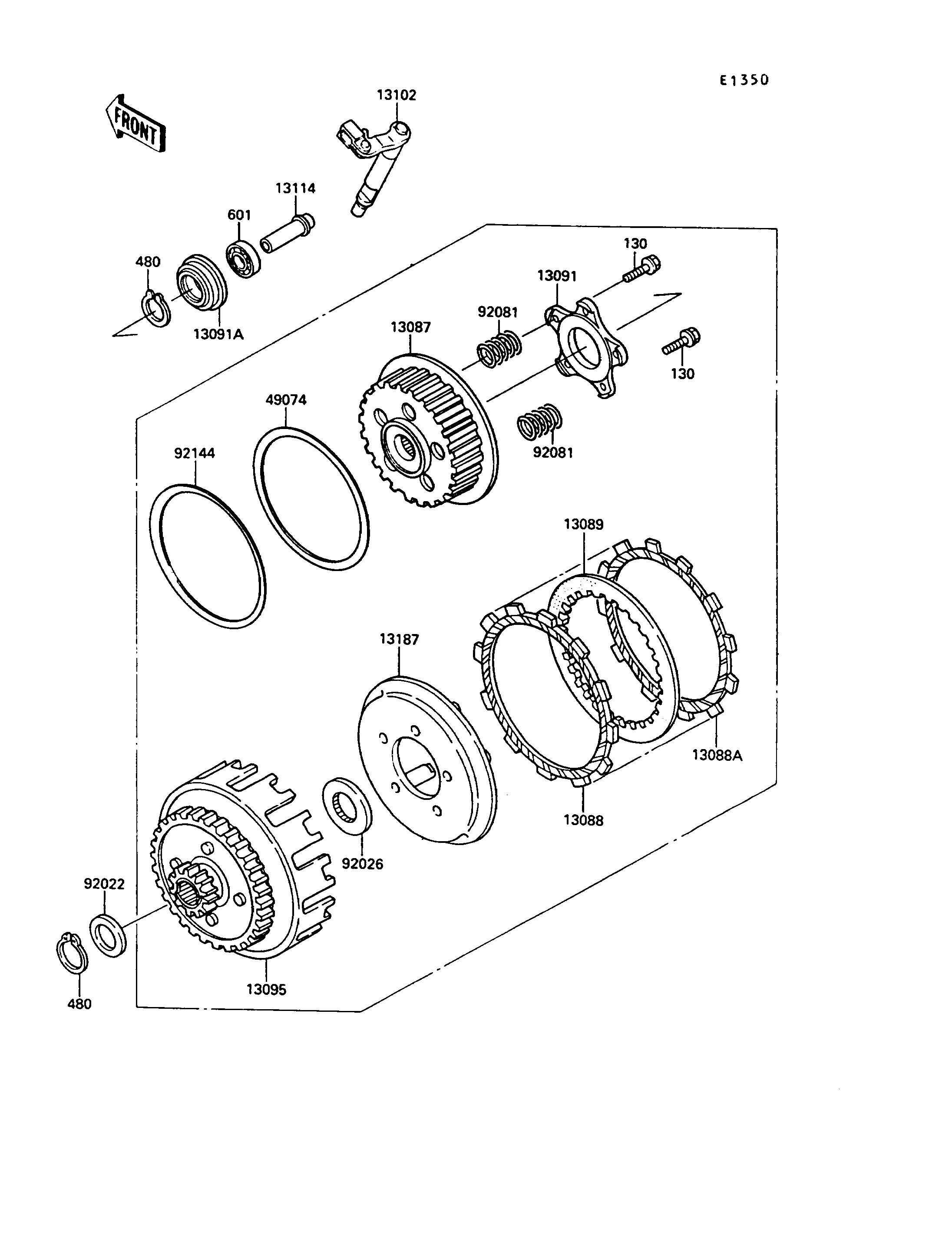 EMBRAYAGE POUR KR 1S KR250 C2 VERT 1990 EUROPE