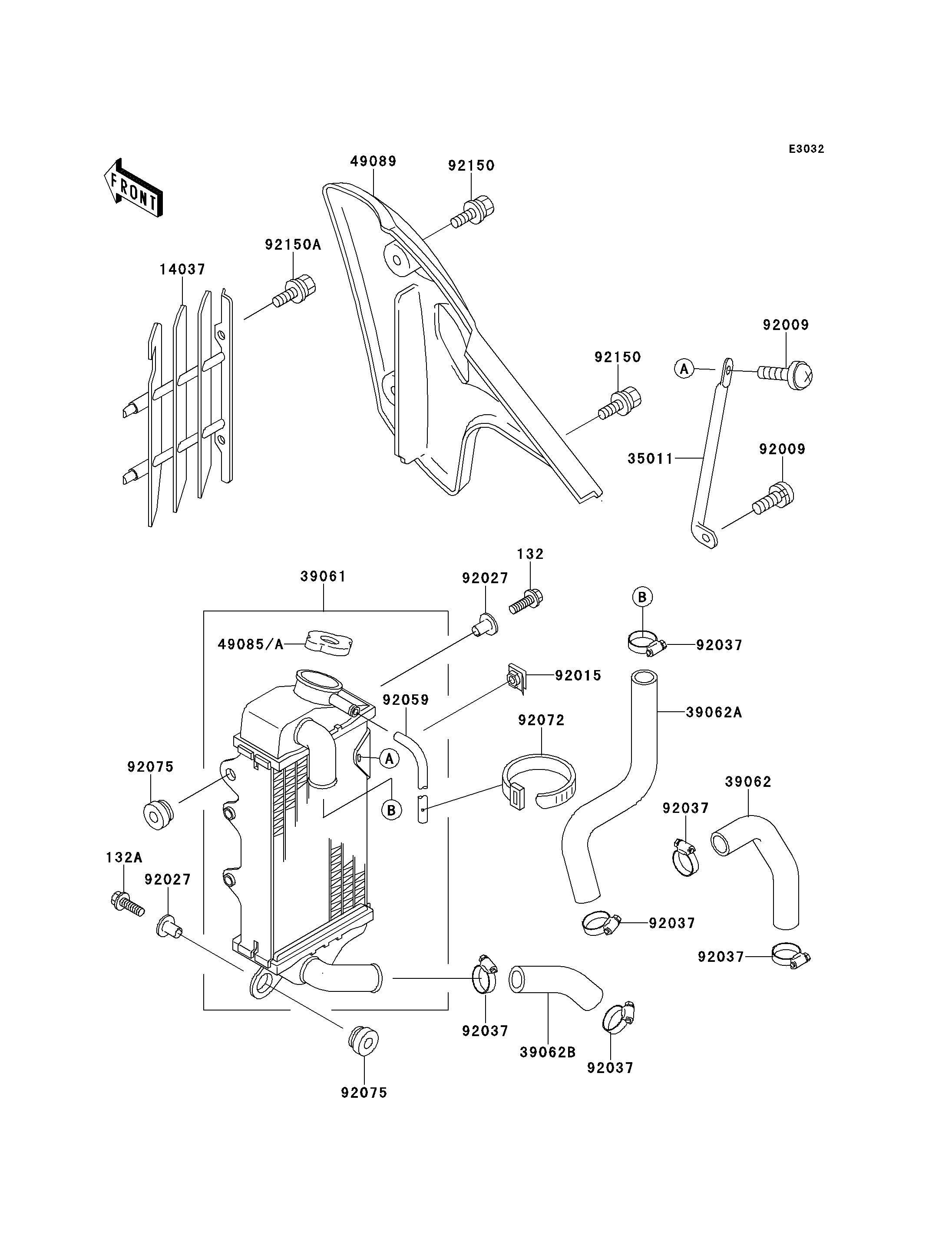 RADIATEUR POUR KX80 KX80 R1 VERT 1991