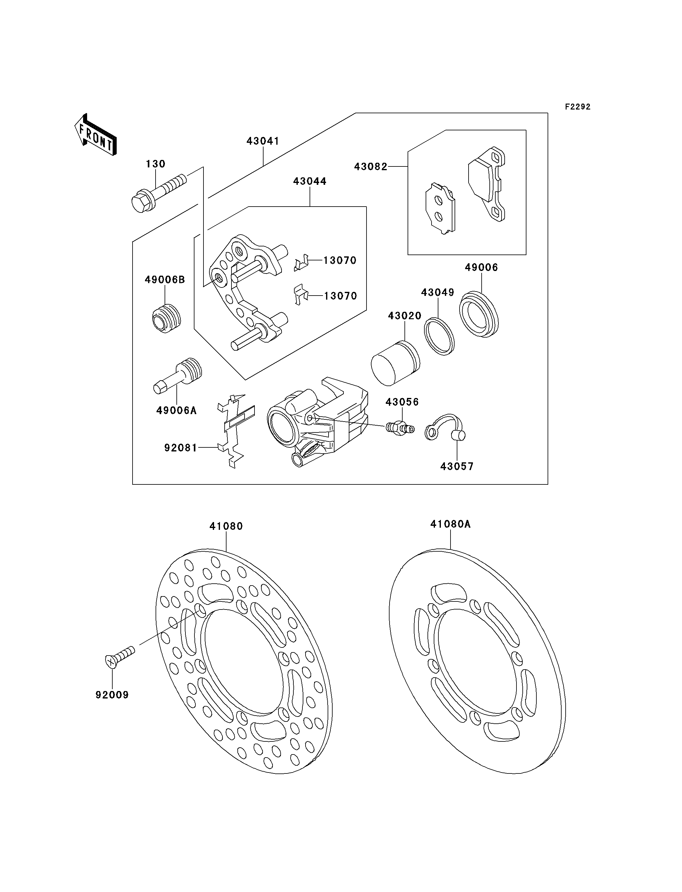 ETRIER AVANT POUR KX100 KX100 B1 VERT 1991
