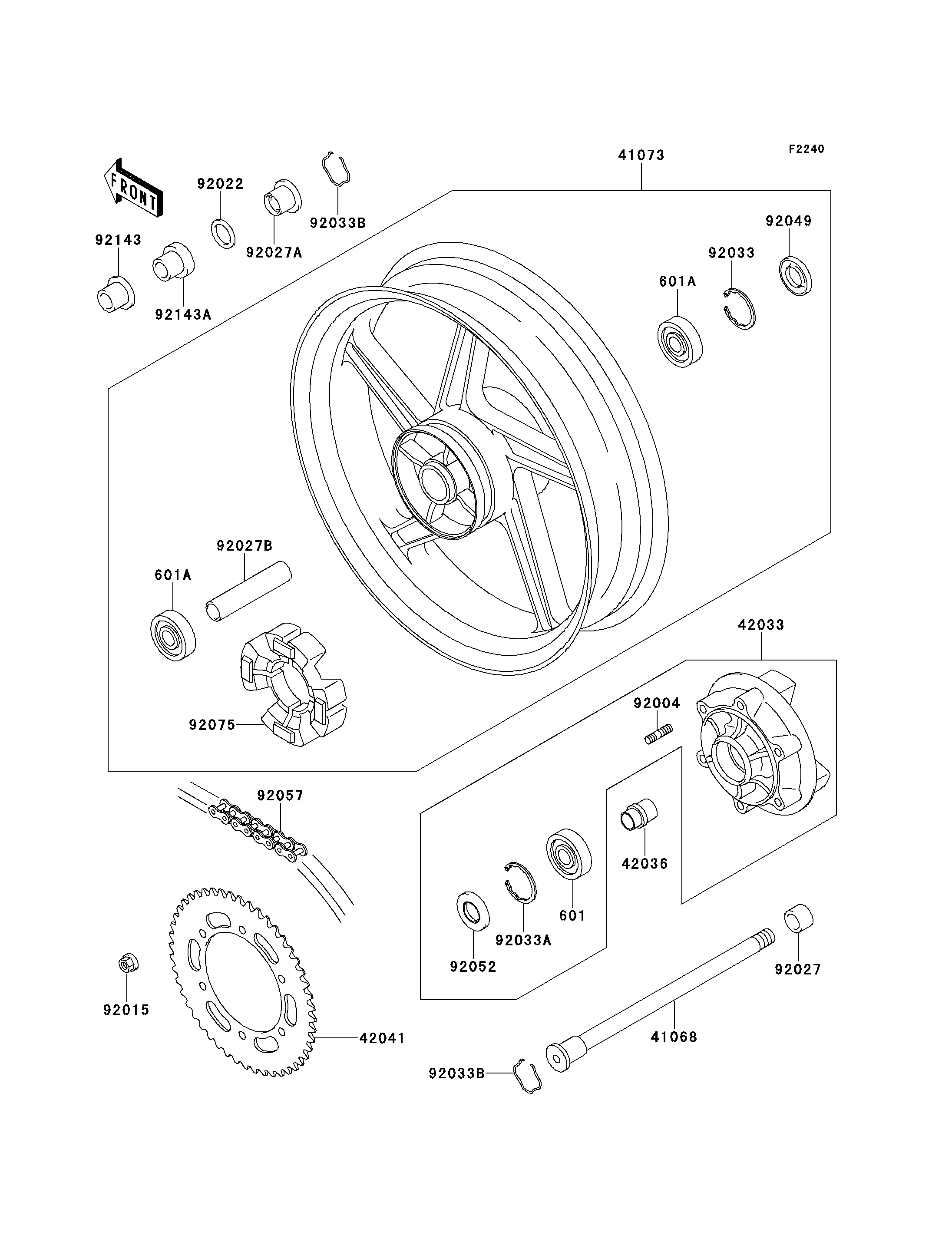 MOYEU ARRIERE POUR ZEPHYR ZR550 B2 BLEU 1991 EUROPE