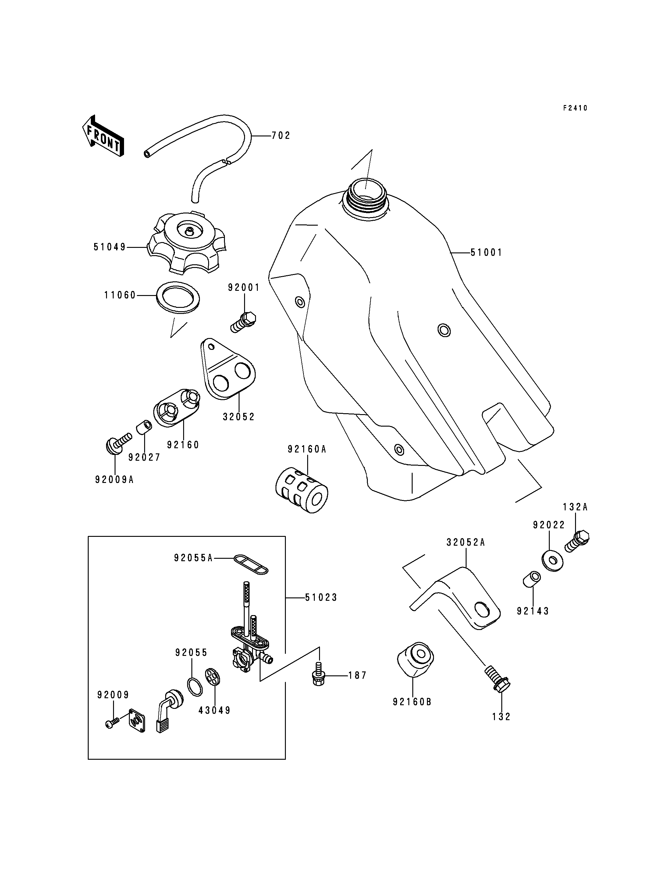 RESERVOIR CARBURANT POUR KDX250 KDX250 D1 VERT 1991