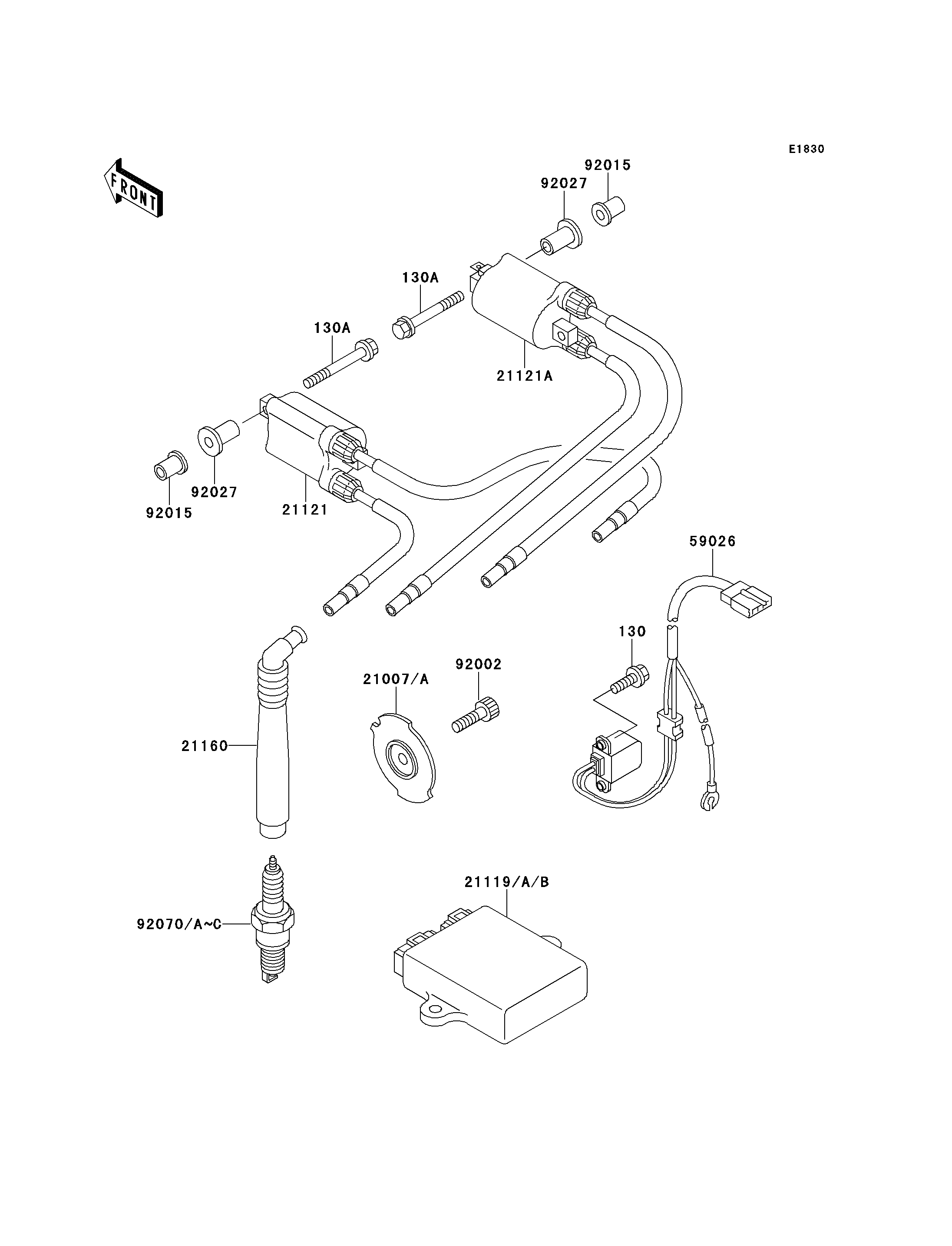 BOBINE DALLUMAGE POUR ZXR750R ZX750 K1 VERT 1991 EUROPE