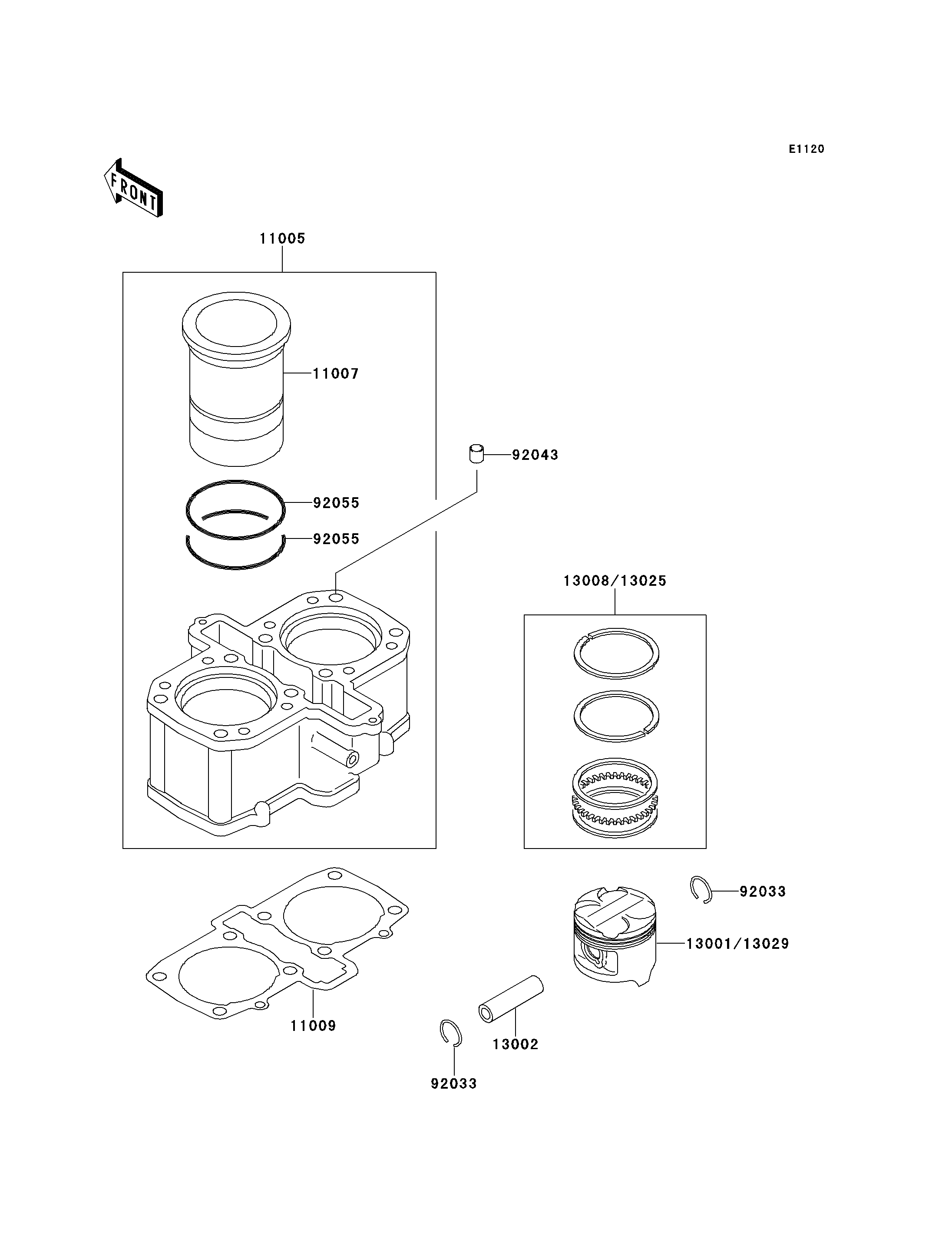 CYLINDRE PISTON POUR KLE500 KLE500-A1 ROUGE 1991 EUROPE