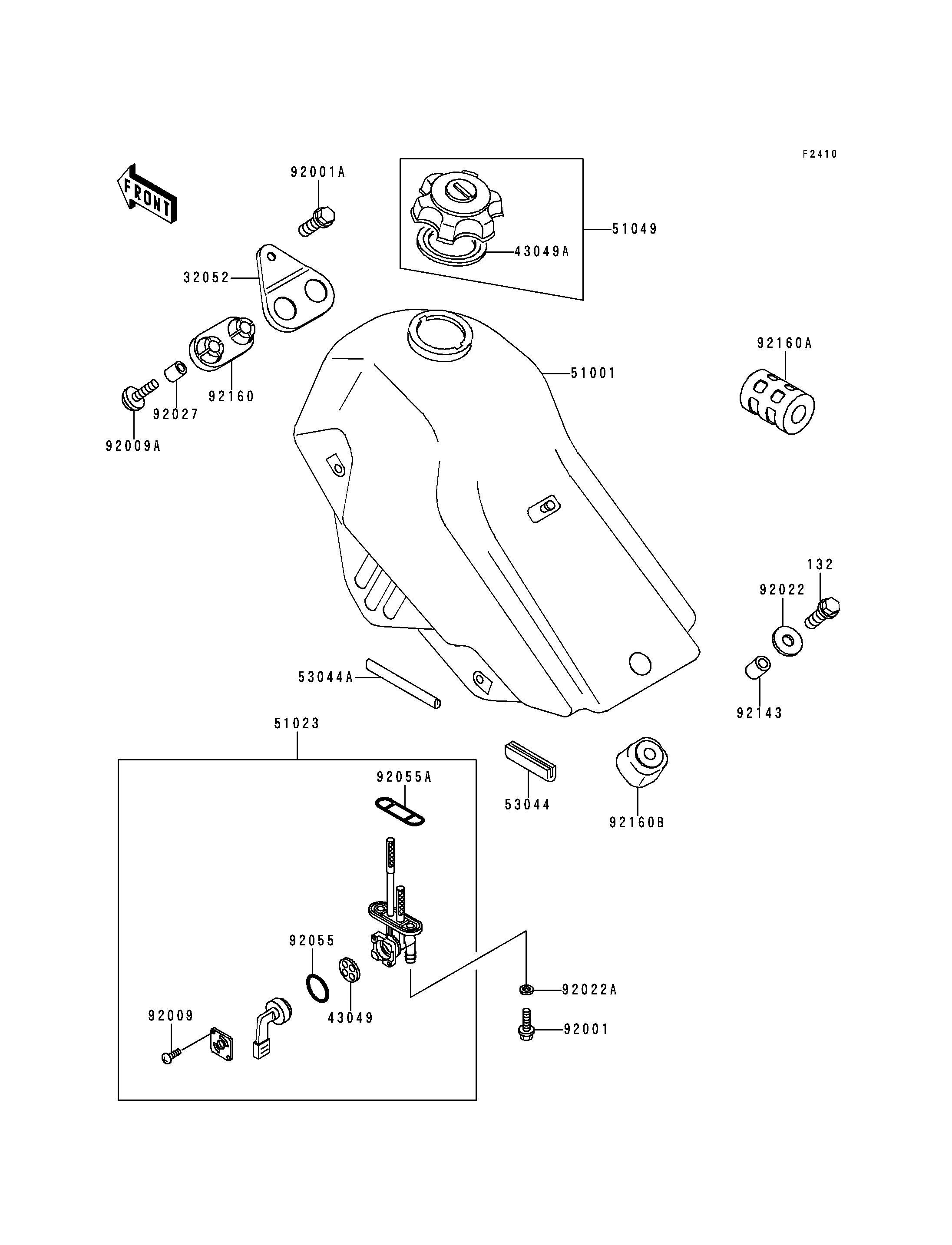 RESERVOIR CARBURANT POUR KDX250 KDX250 E1 VERT 1991 EUROPE