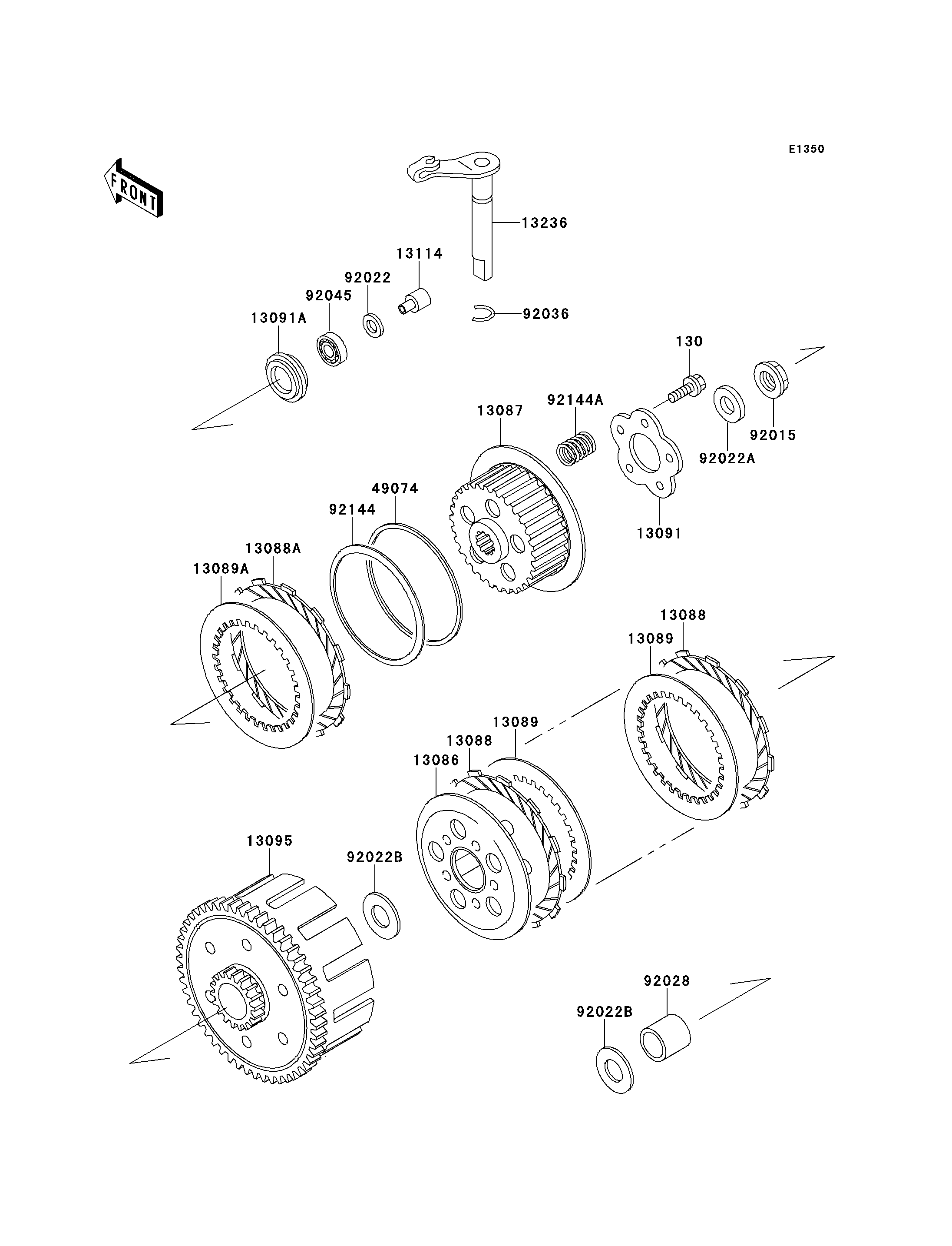 EMBRAYAGE POUR KX100 KX100 B1 VERT 1991