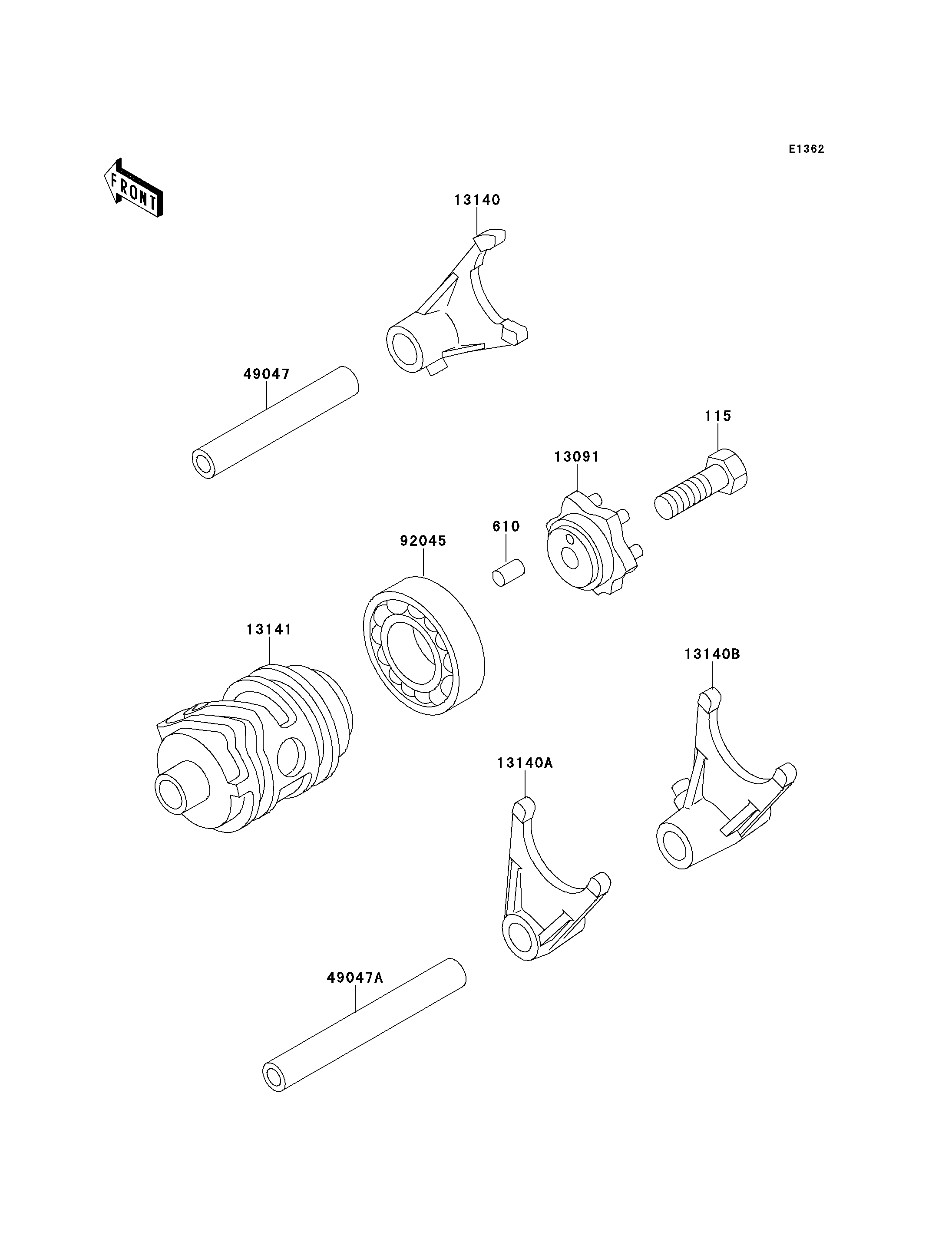 BARILLETFOURCHETTE POUR KX100 KX100 A1 VERT 1989