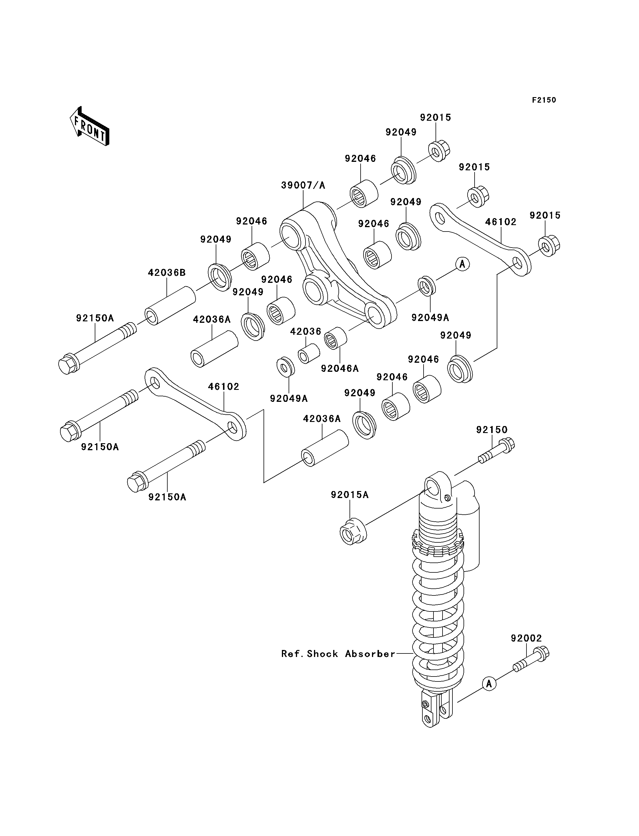SUSPENSION POUR KX80 KX80 R2 VERT 1992 EUROPE