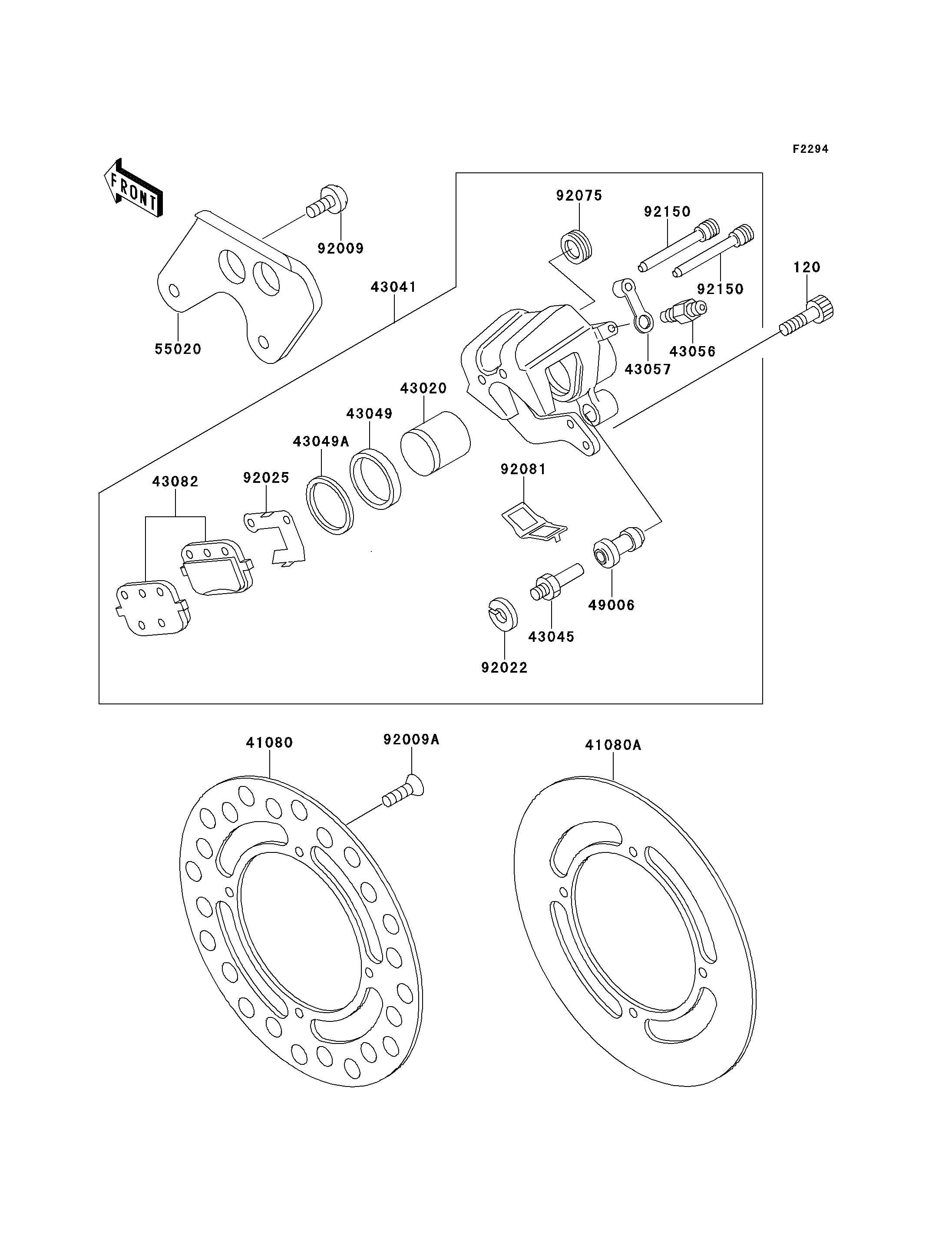 ETRIER ARRIERE POUR KX80 KX80 T3 VERT 1993 EUROPE