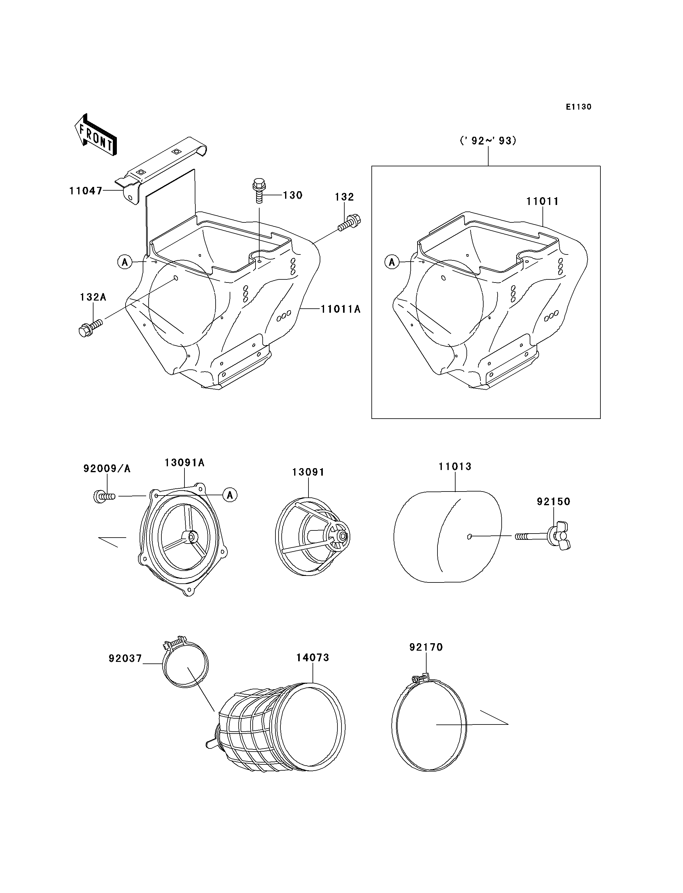 FILTRE A AIR POUR KX100 KX100 B2 VERT 1992