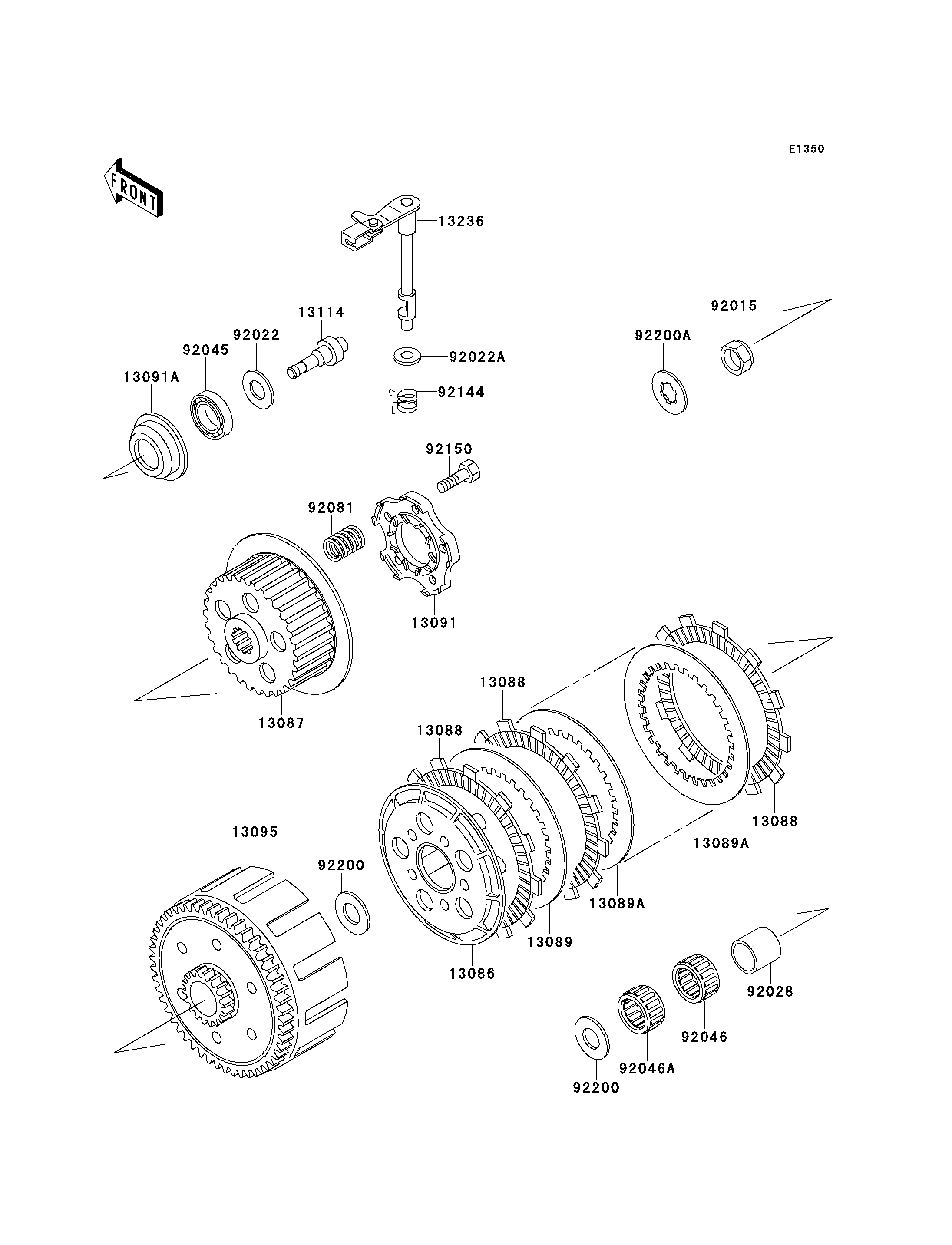 EMBRAYAGE POUR KX125 KX125 J1 VERT 1992 EUROPE