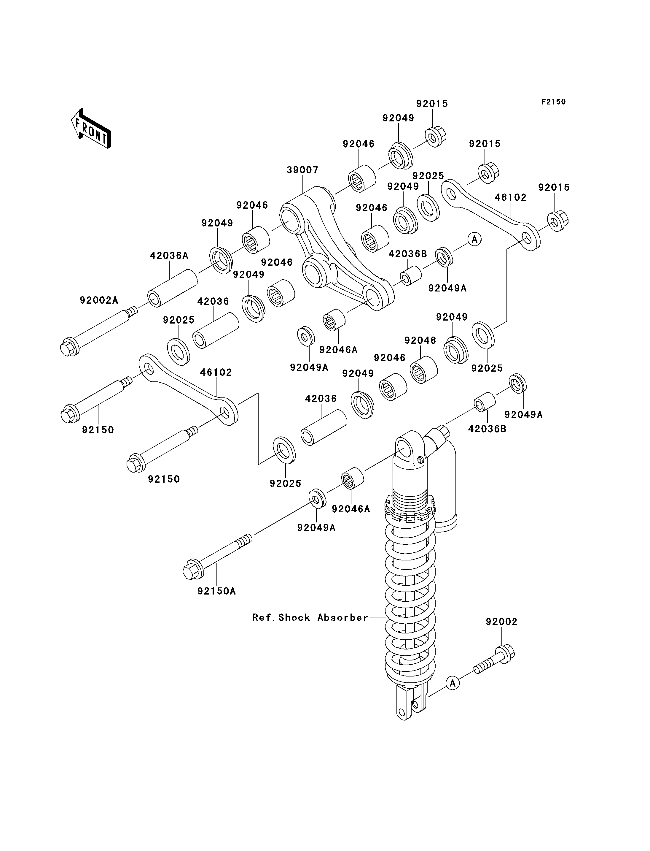 SUSPENSION POUR KX125 KX125 J1 VERT 1992 EUROPE