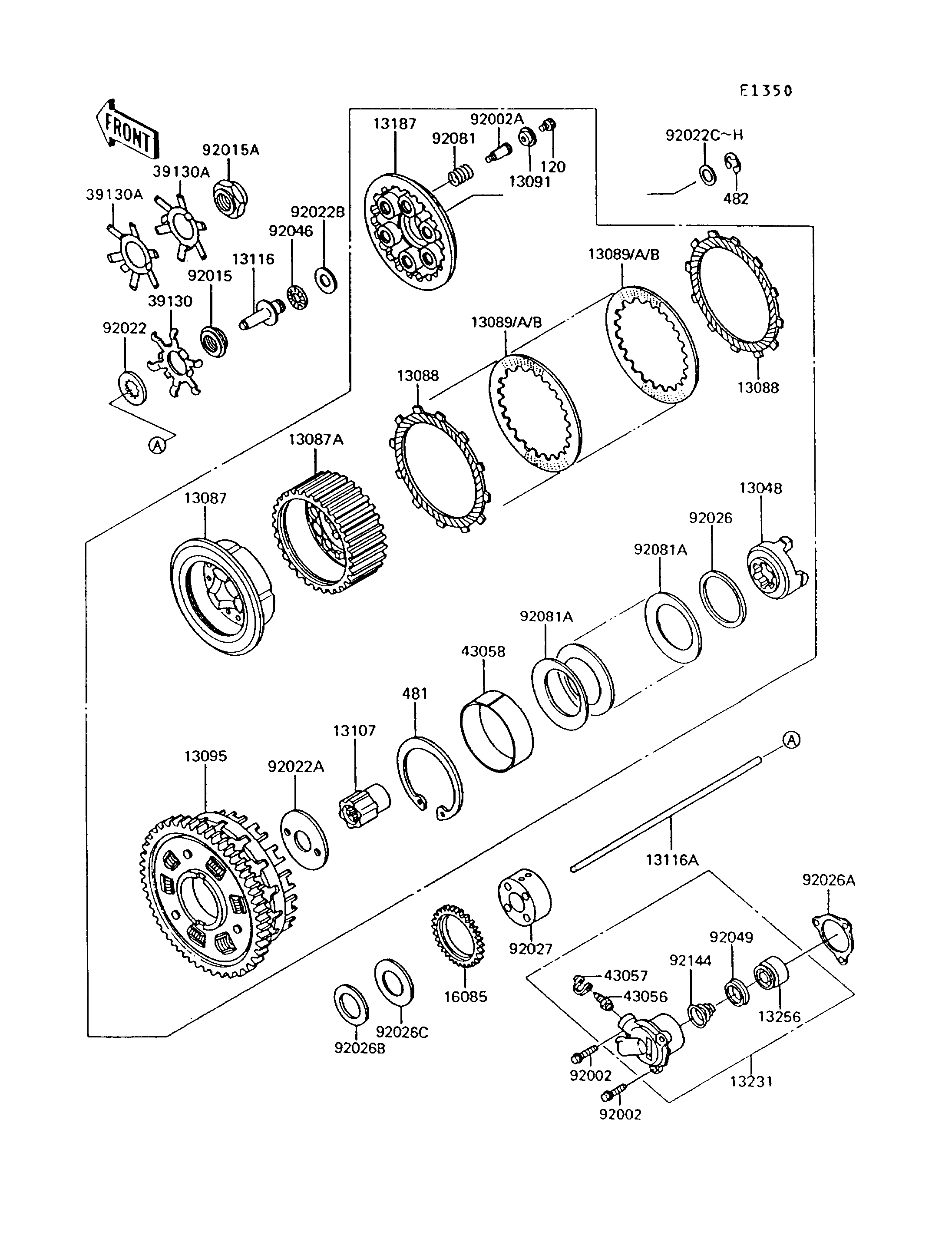 EMBRAYAGE POUR 1000GTR ZG1000 A7 NOIR 1992 EUROPE