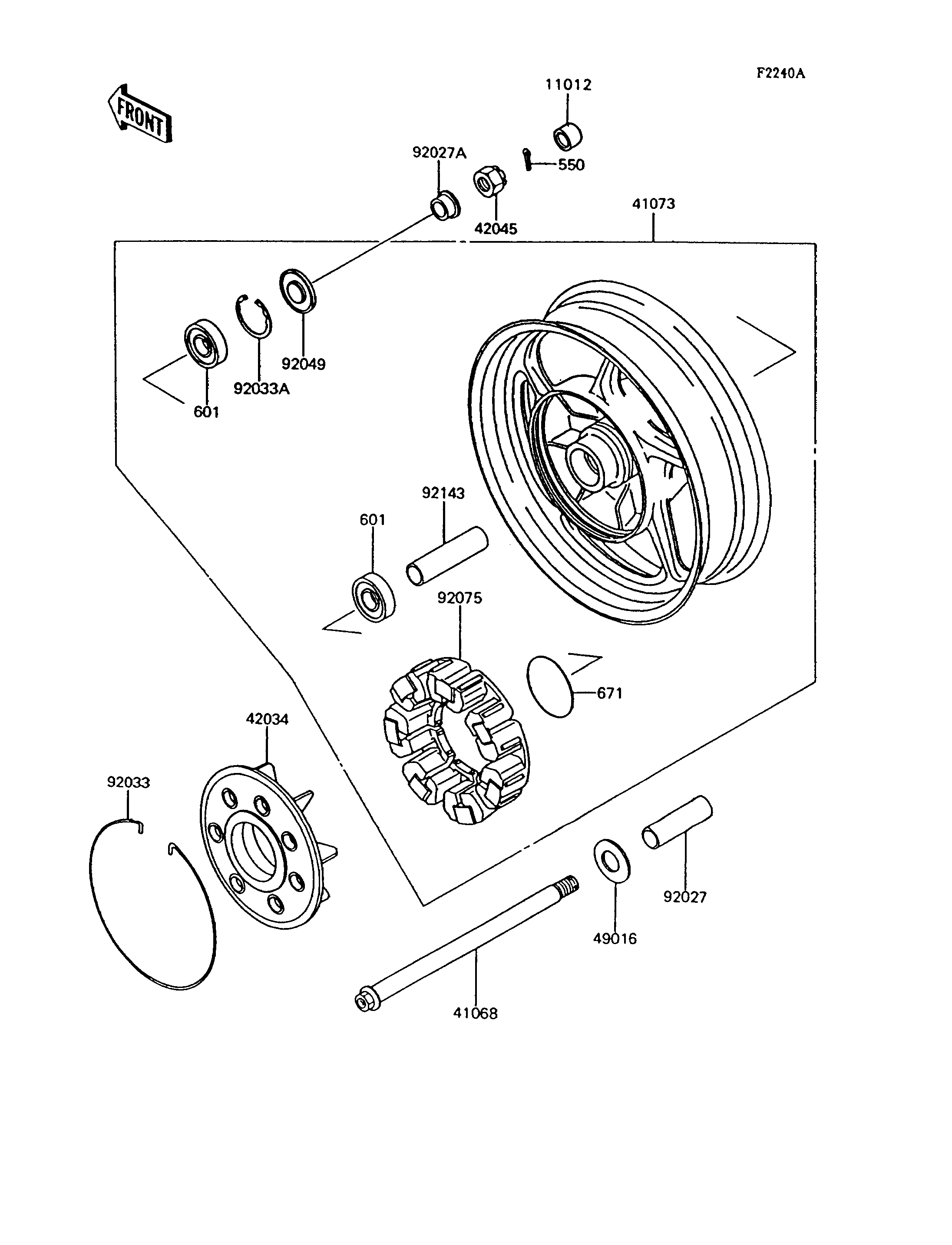 MOYEU ARRIERE POUR 1000GTR ZG1000 A9 ROUGE 1994