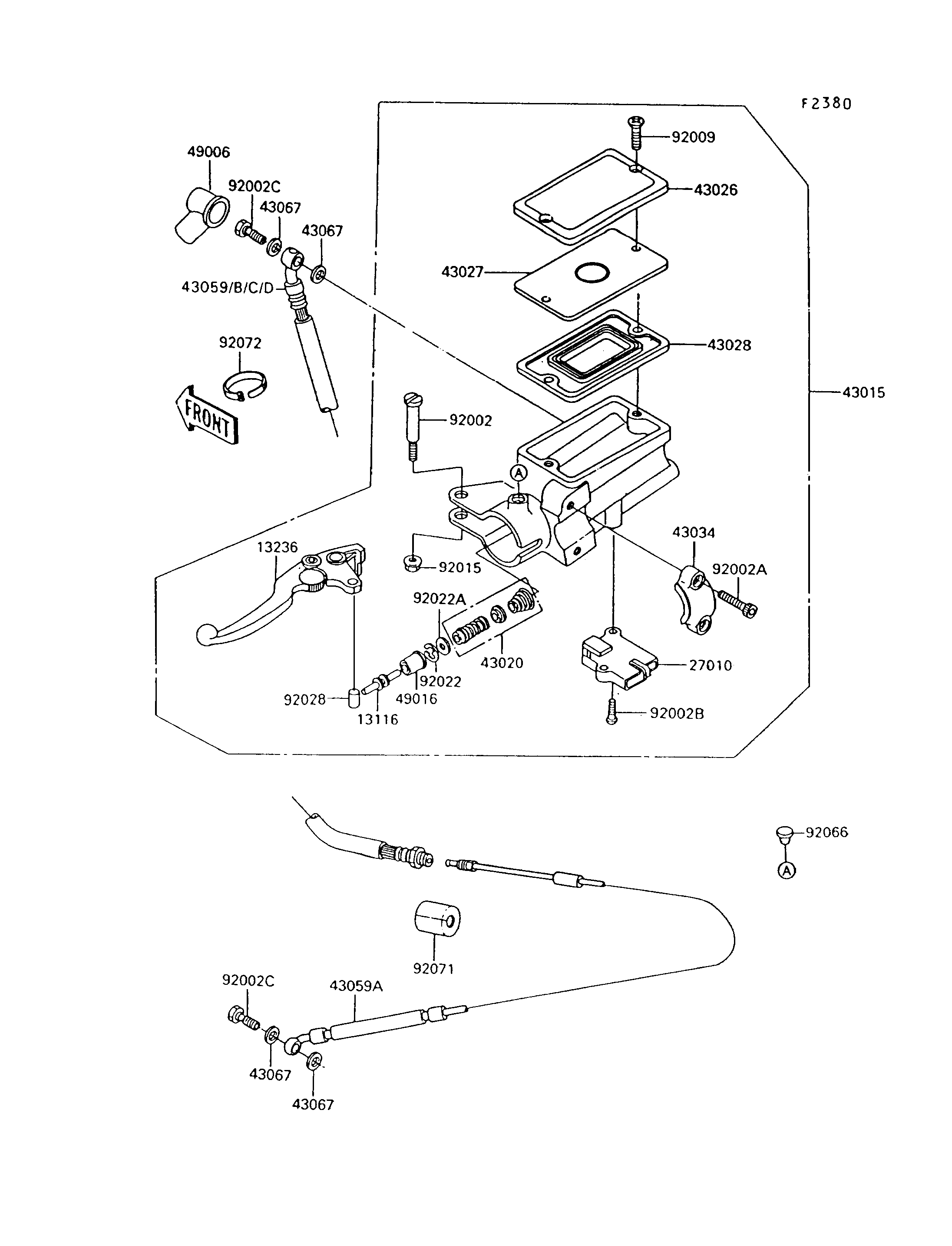 EMBRAYAGE MAITRE CYLINDRE POUR 1000GTR ZG1000 A7 NOIR 1992 EUROPE