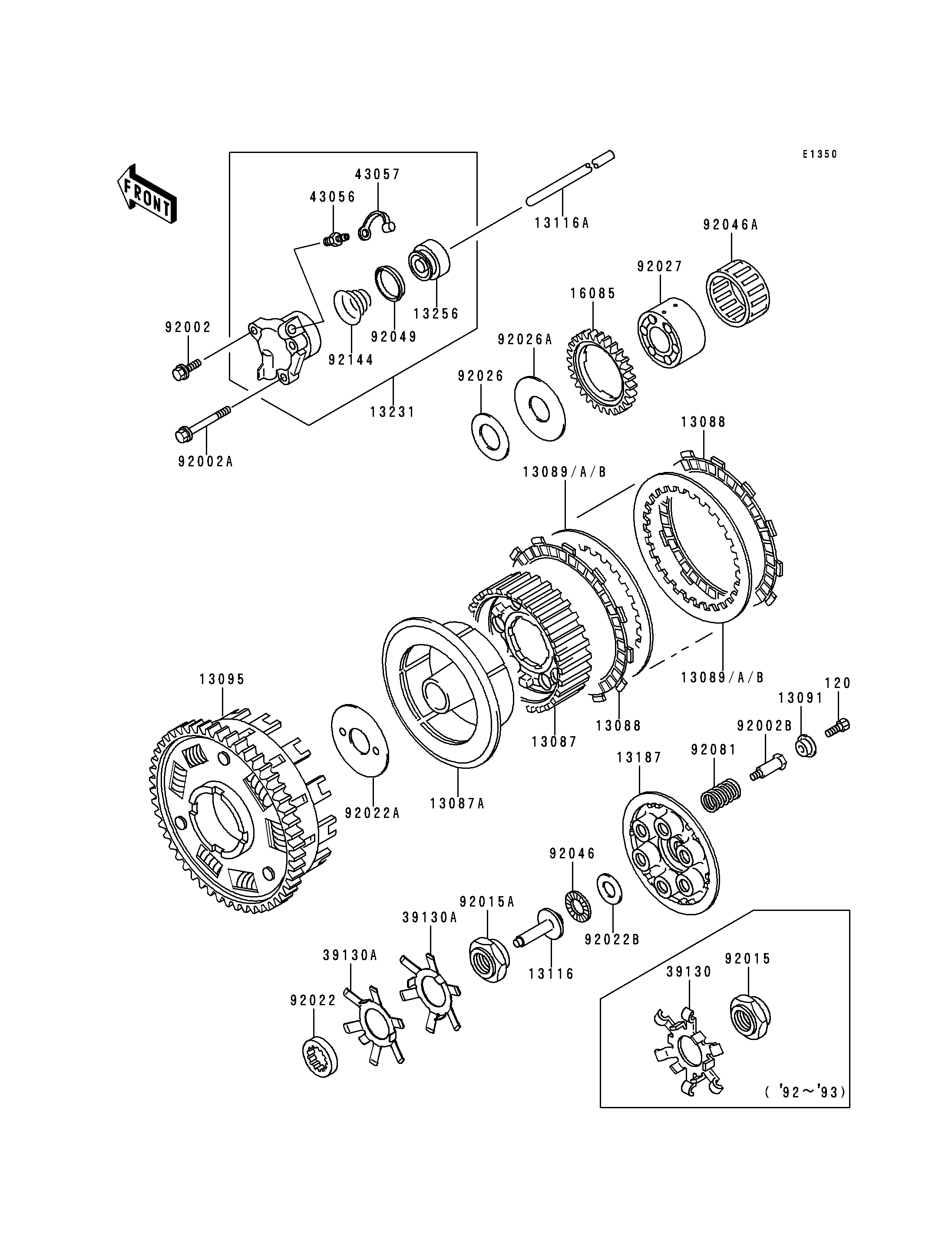 EMBRAYAGE POUR ZEPHYR 1100 ZR1100 A1 BLEU 1992 EUROPE