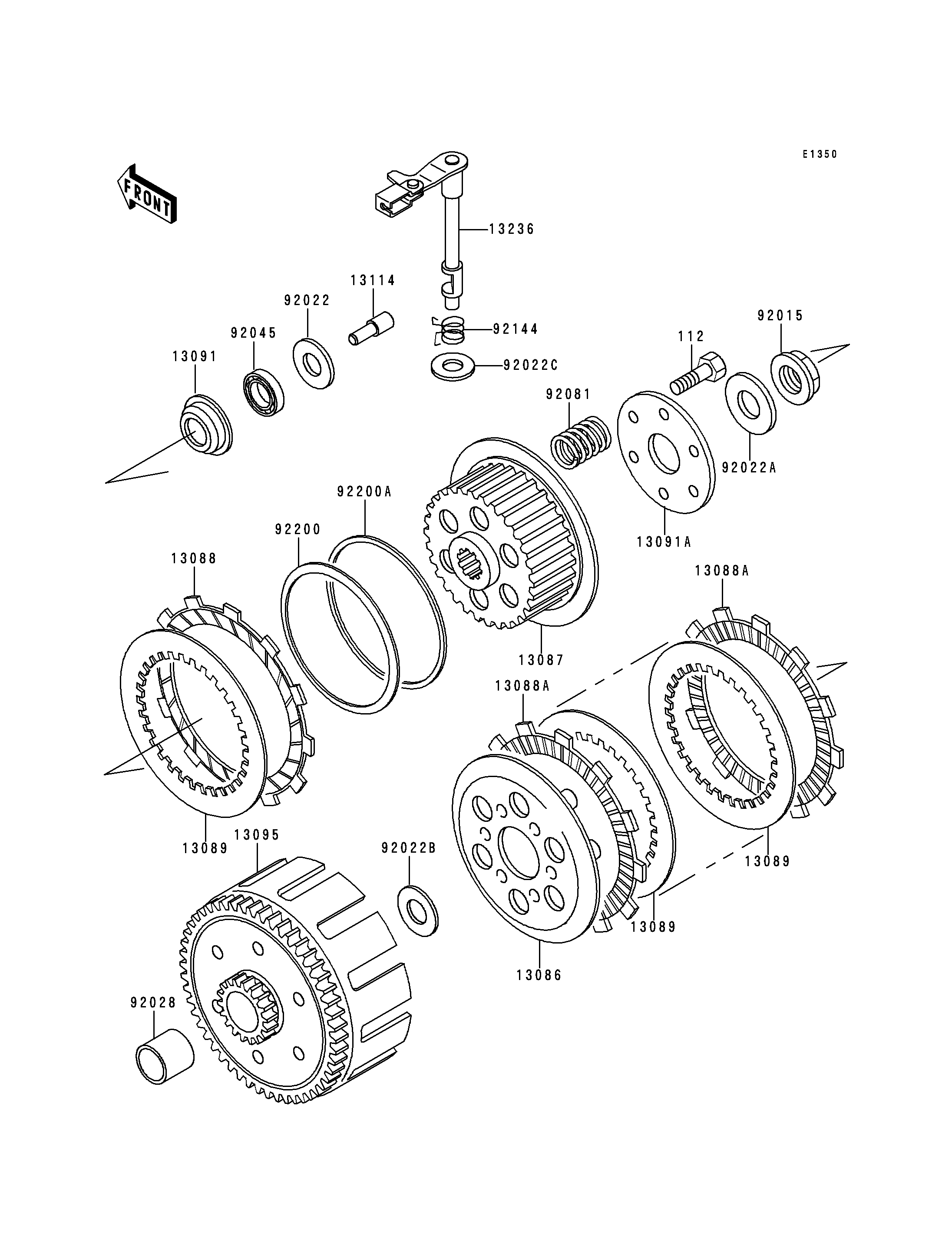 EMBRAYAGE POUR KDX125SR KDX125 A3 BLEU 1992 EUROPE