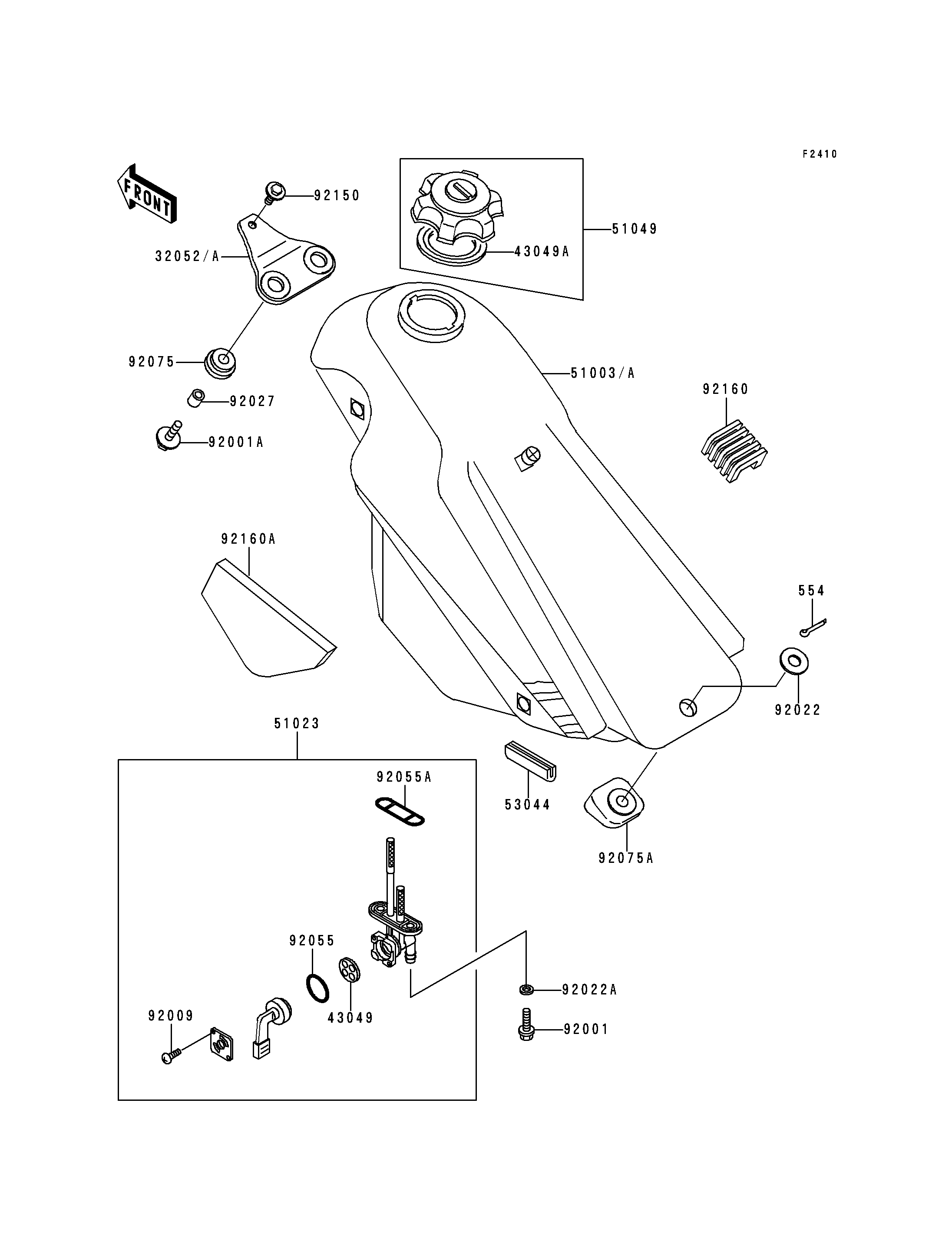 RESERVOIR CARBURANT POUR KDX125SR KDX125 A3 BLEU 1992 EUROPE