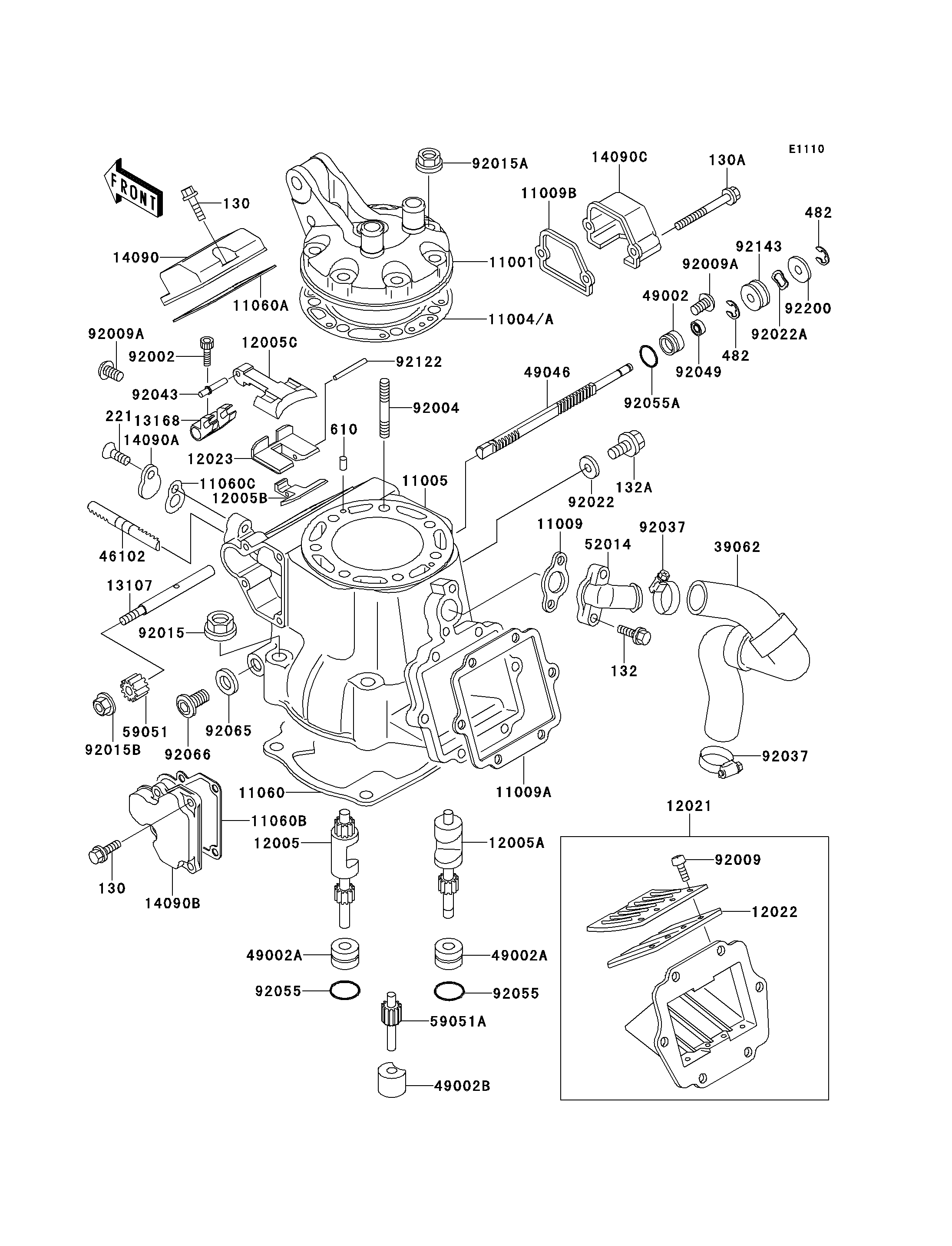 CULASSECYLINDRE POUR KX250 KX250 J2 VERT 1993 EUROPE