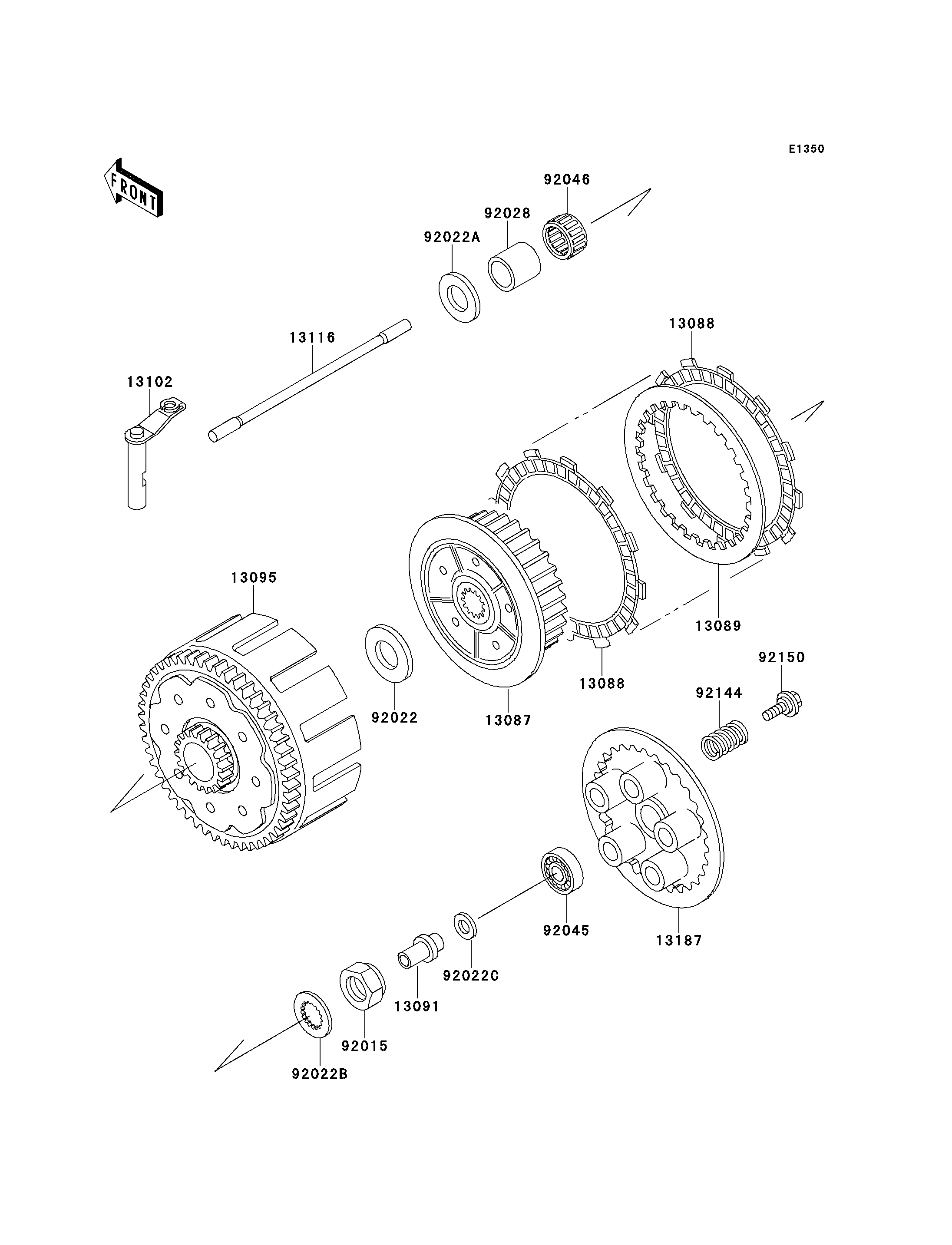 EMBRAYAGE POUR KX250 KX250 J2 VERT 1993 EUROPE