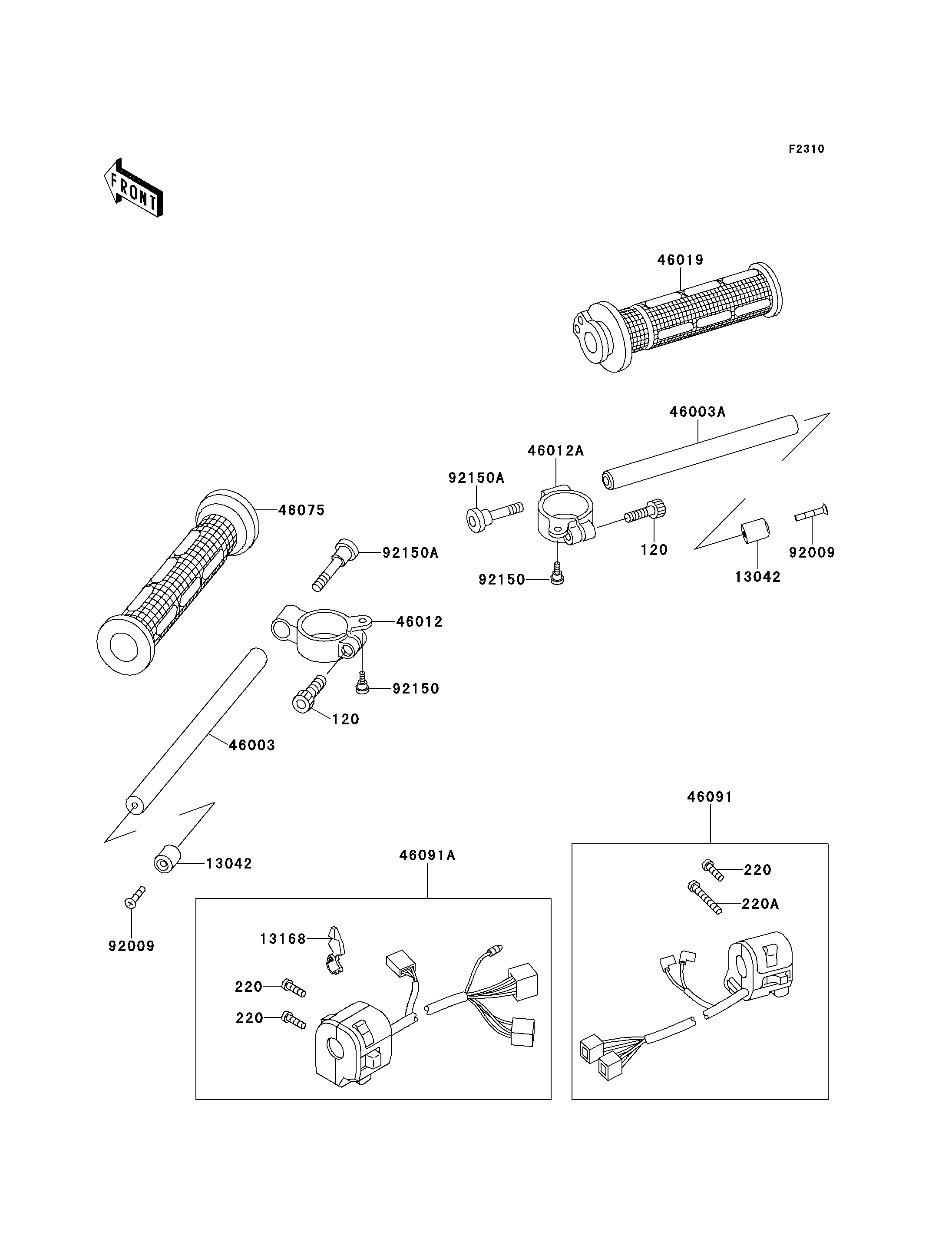 GUIDON POUR ZXR750 ZX750 L1 VERT 1993 EUROPE