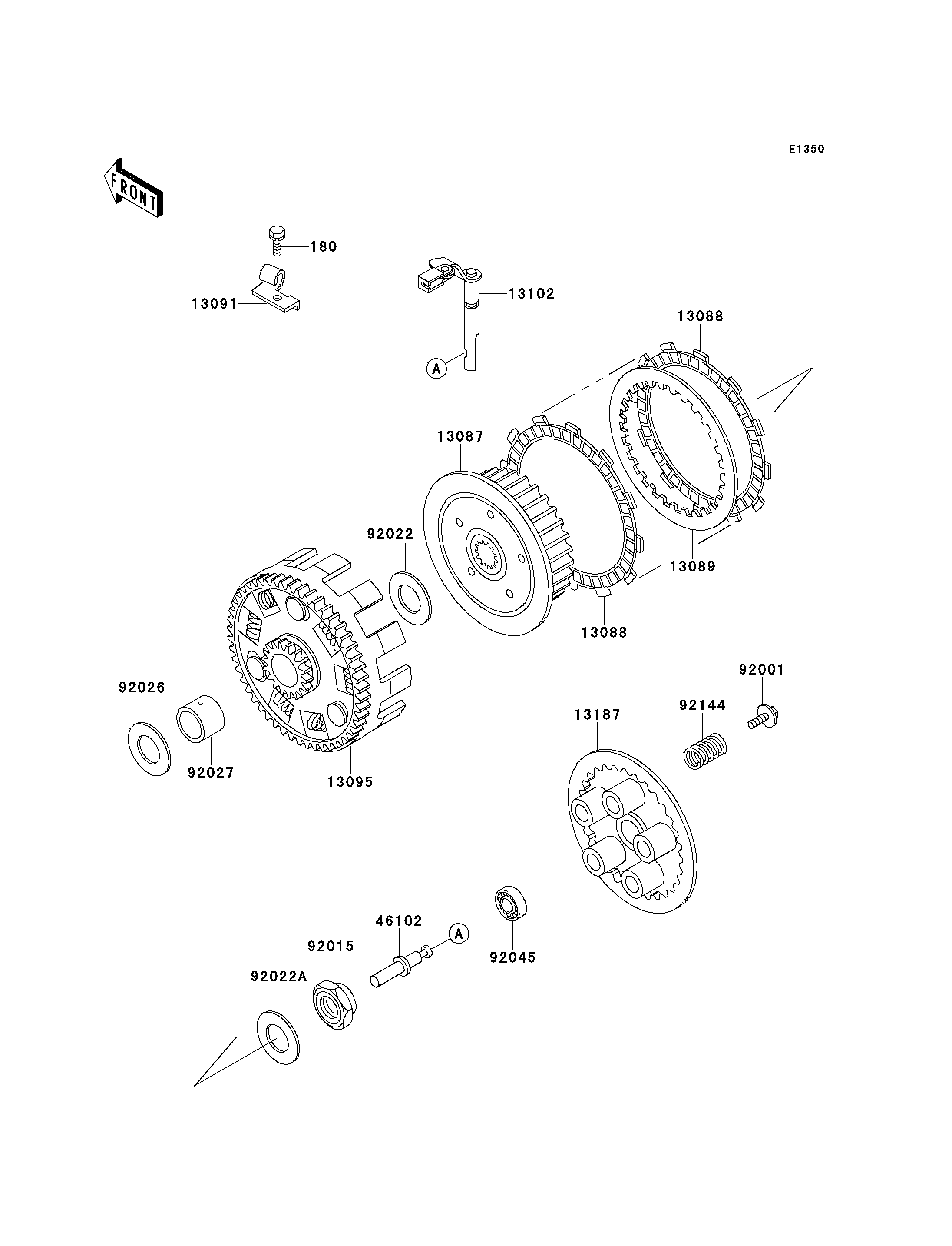 EMBRAYAGE POUR KLX650 KLX650 C1 NOIR 1993 EUROPE