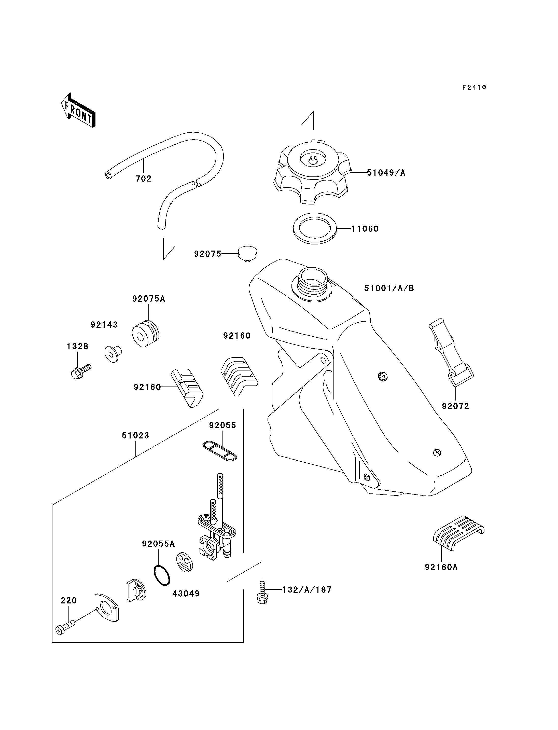 RESERVOIR CARBURANT POUR KLX250R KLX250 D1 VERT 1993 EUROPE