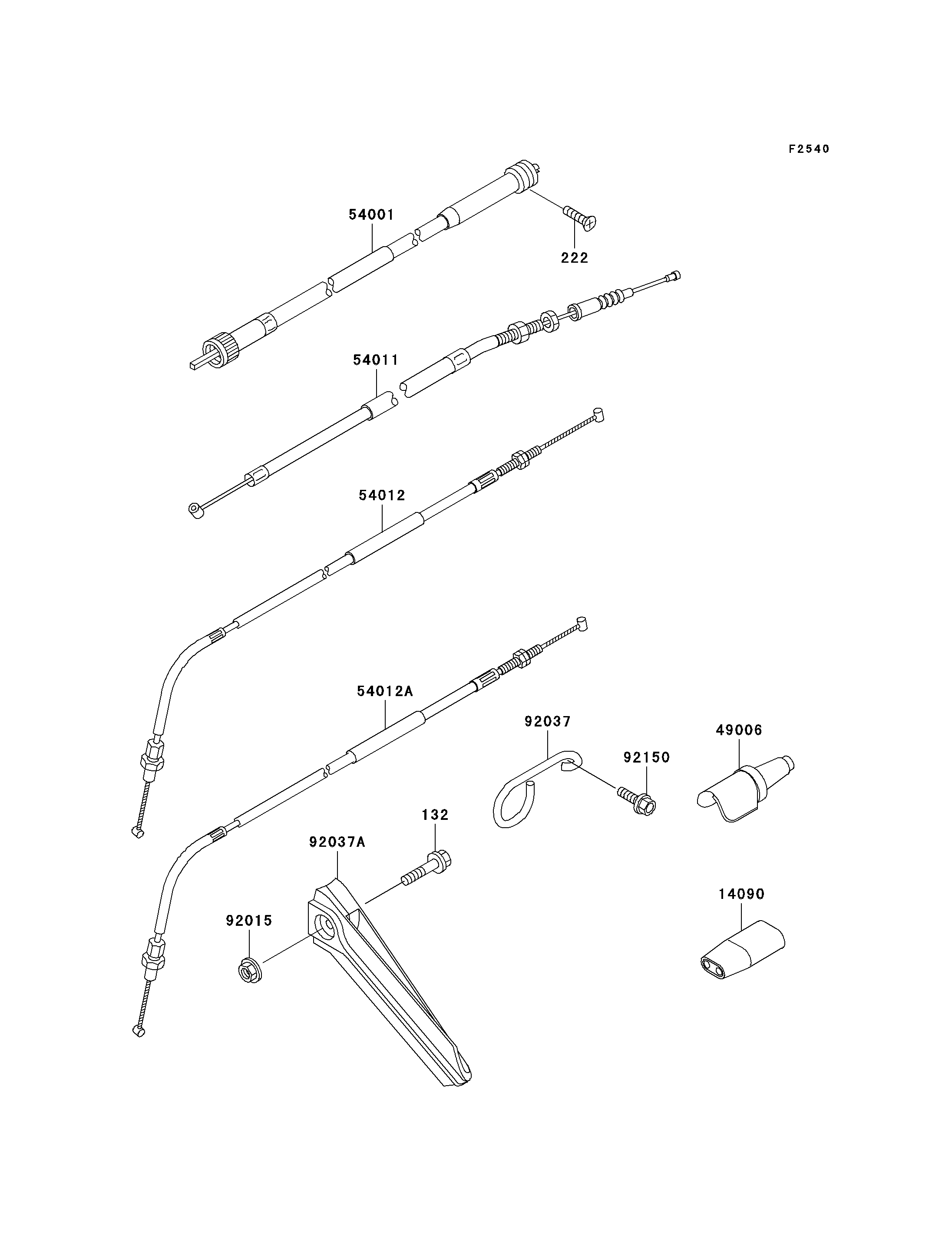 CABLES POUR KLX250R KLX250 D1 VERT 1993 EUROPE
