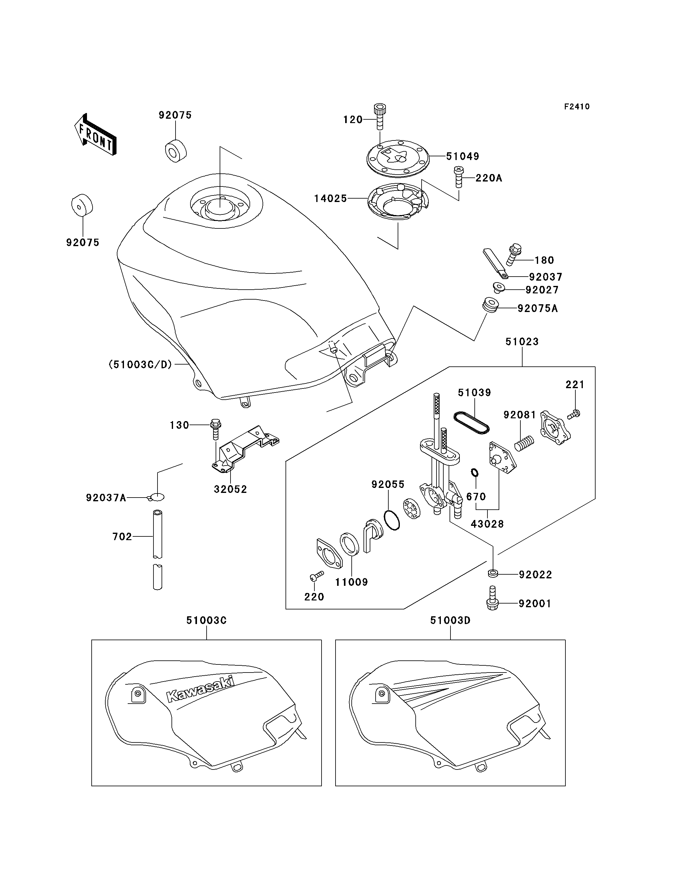 RESERVOIR CARBURANT POUR GPX250R EX250 F6 NOIR 1992 EUROPE
