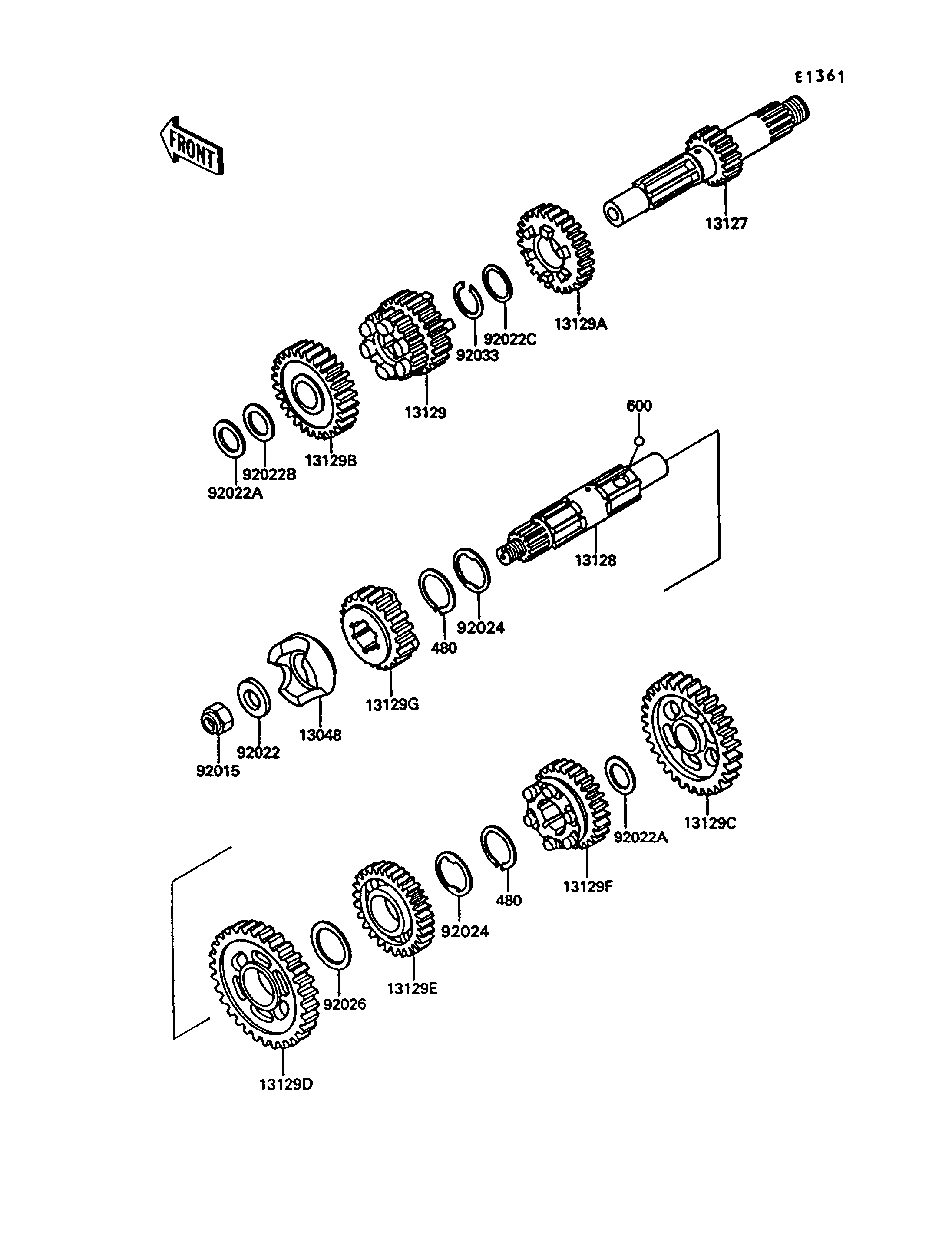 TRANSMISSION POUR VN750 TWIN VN750 A10 ROUGE 1994