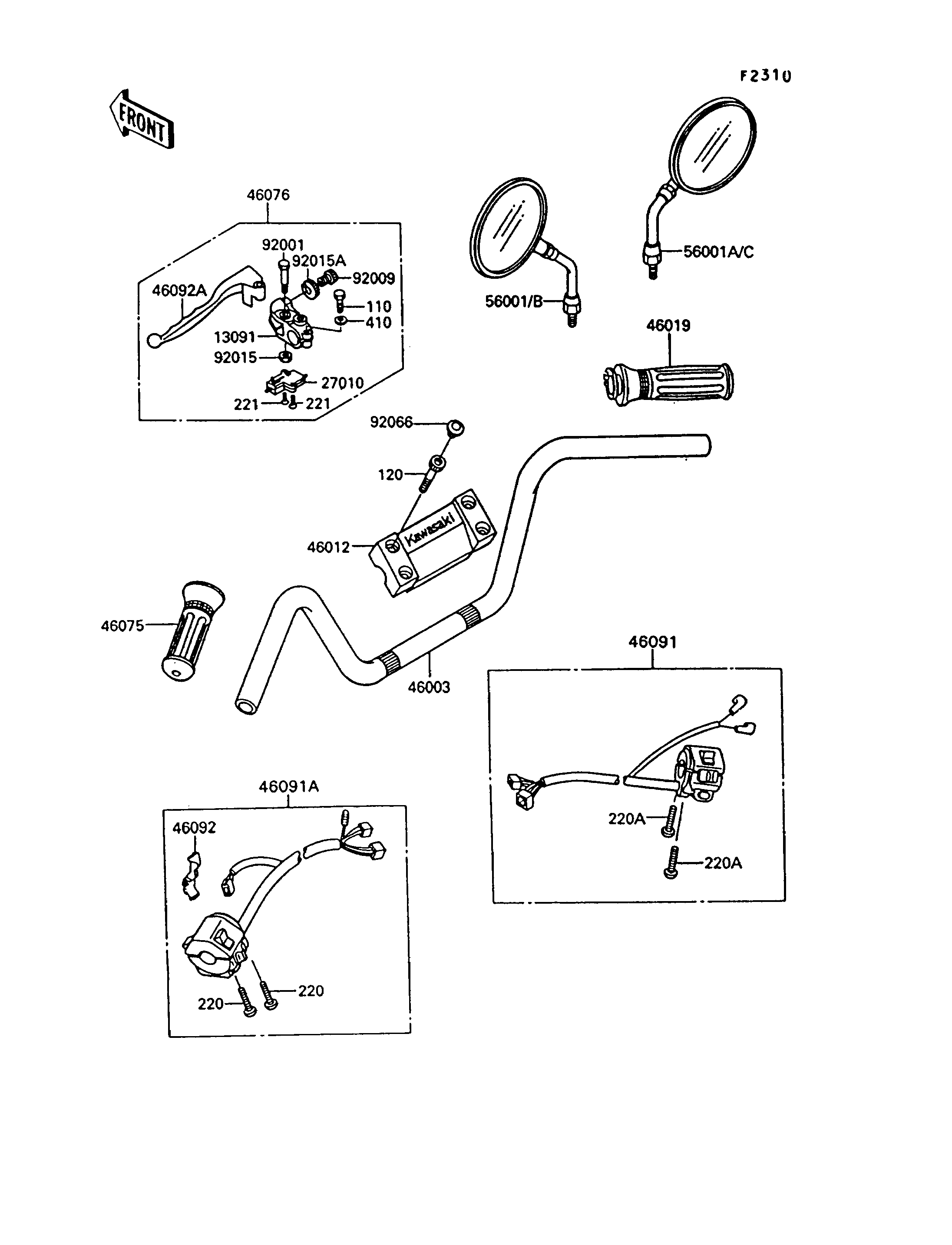 GUIDON POUR VN750 TWIN VN750 A10 ROUGE 1994