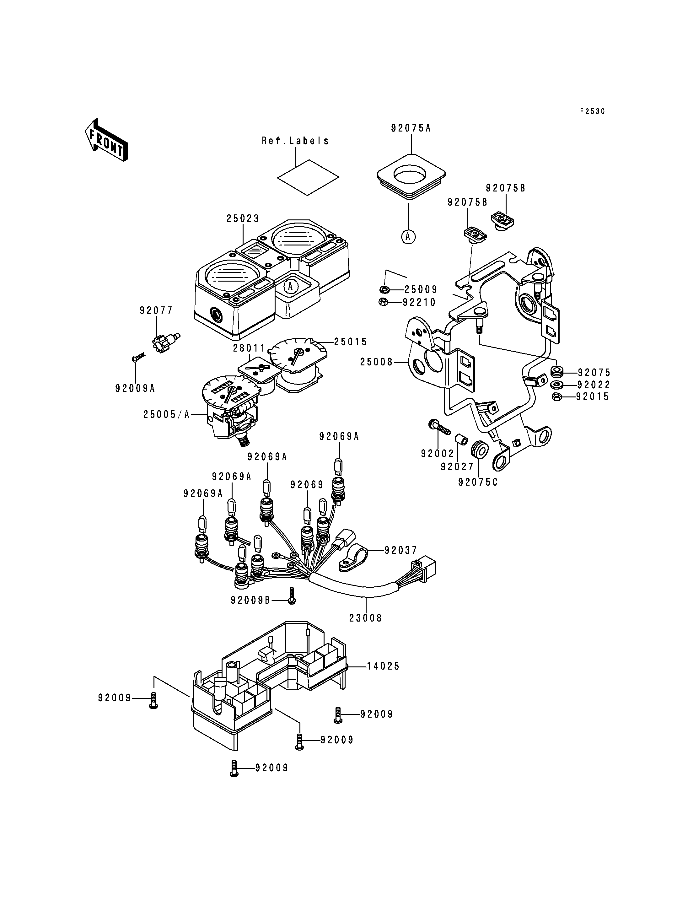 COMPTEURS POUR KLR250 KL250 D11 NOIR 1994 EUROPE