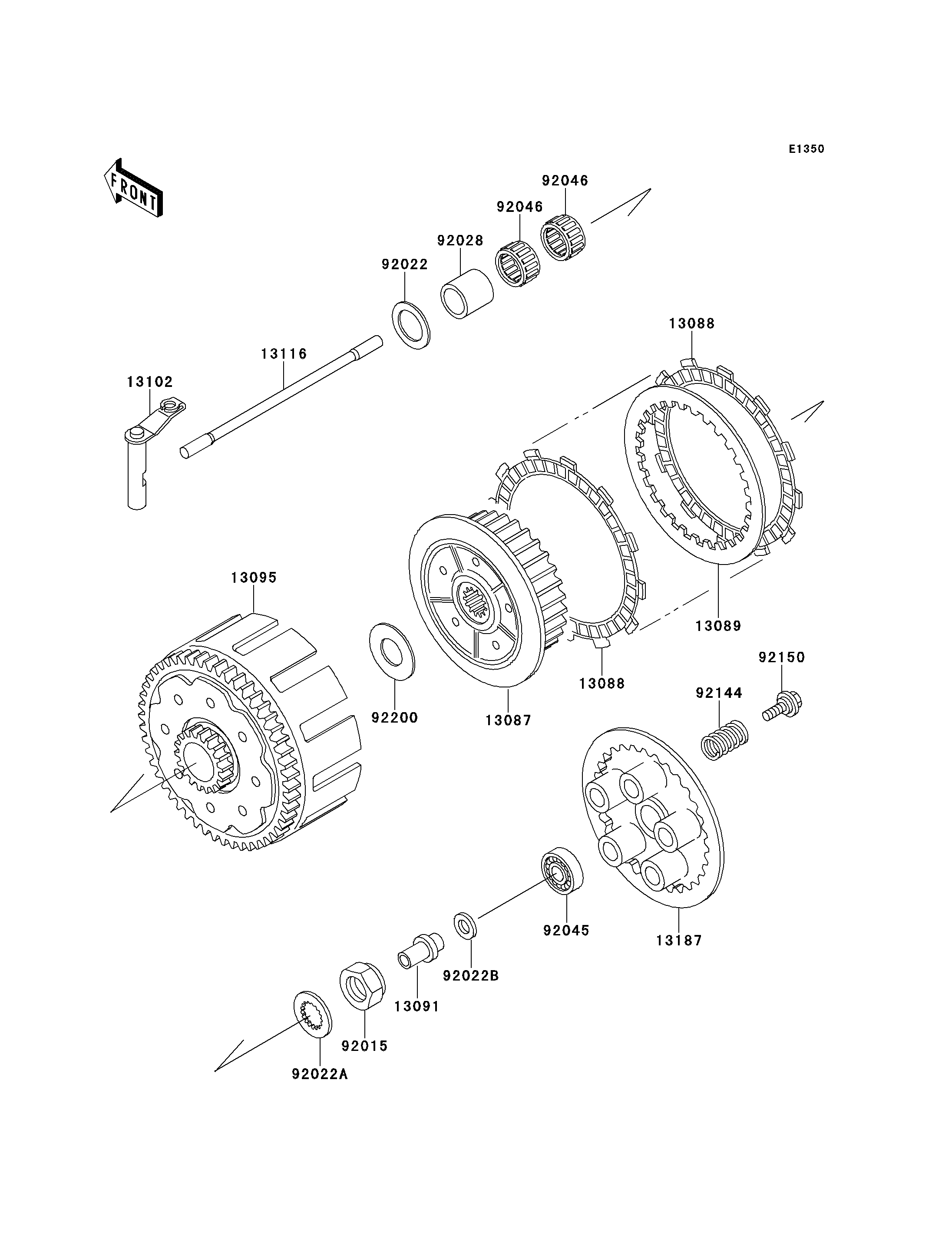 EMBRAYAGE POUR KX250 KX250 K1 VERT 1994 EUROPE