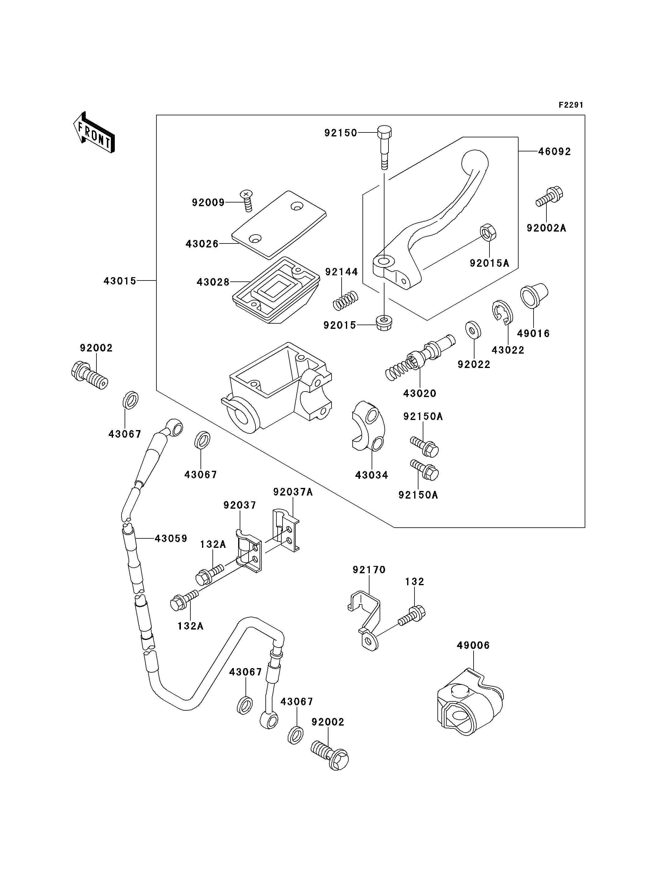 MAITRE CYLINDRE AV POUR KX125 KX125 K1 VERT 1994 EUROPE