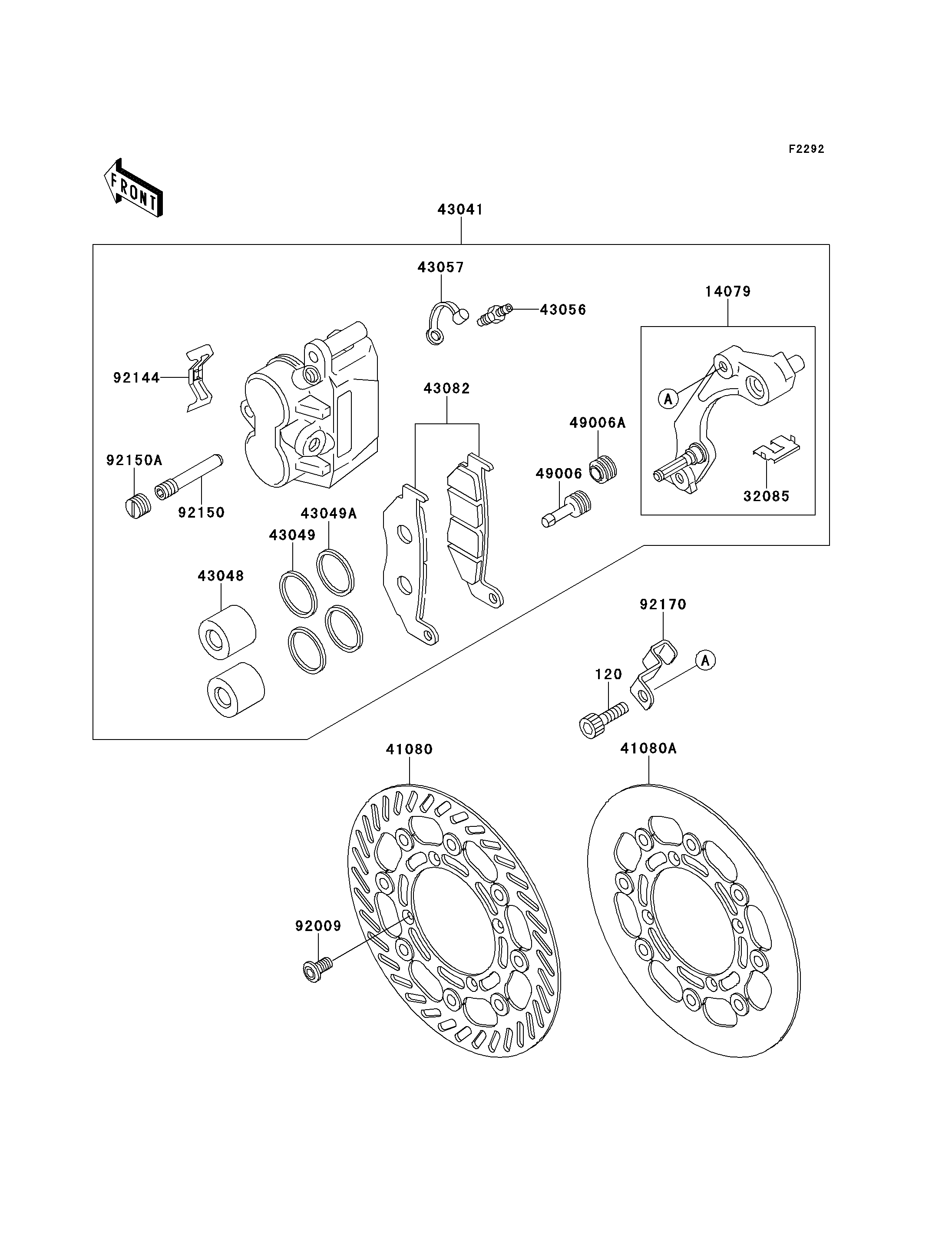 FREIN AVANT POUR KX125 KX125 K1 VERT 1994 EUROPE