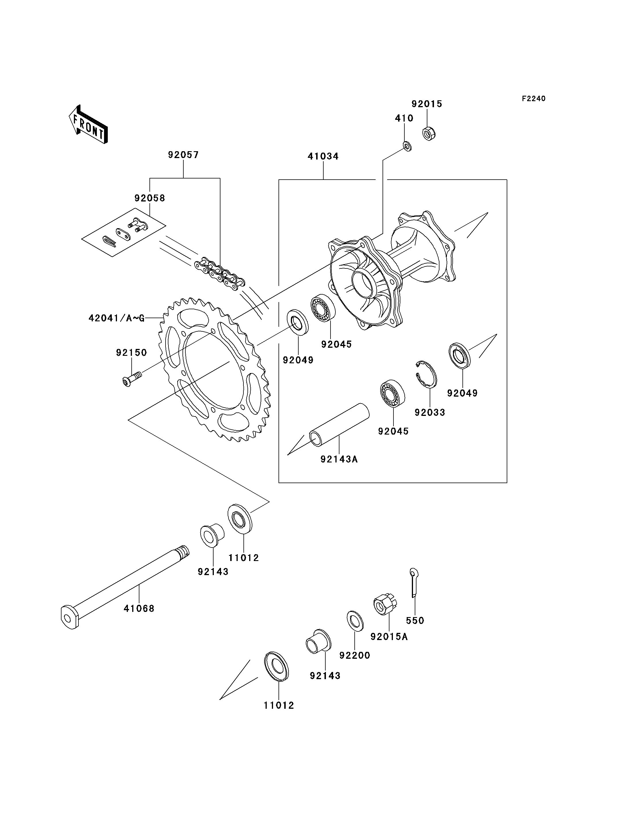 MOYEU ARRIERE POUR KX250 KX250 K2 VERT 1995 EUROPE