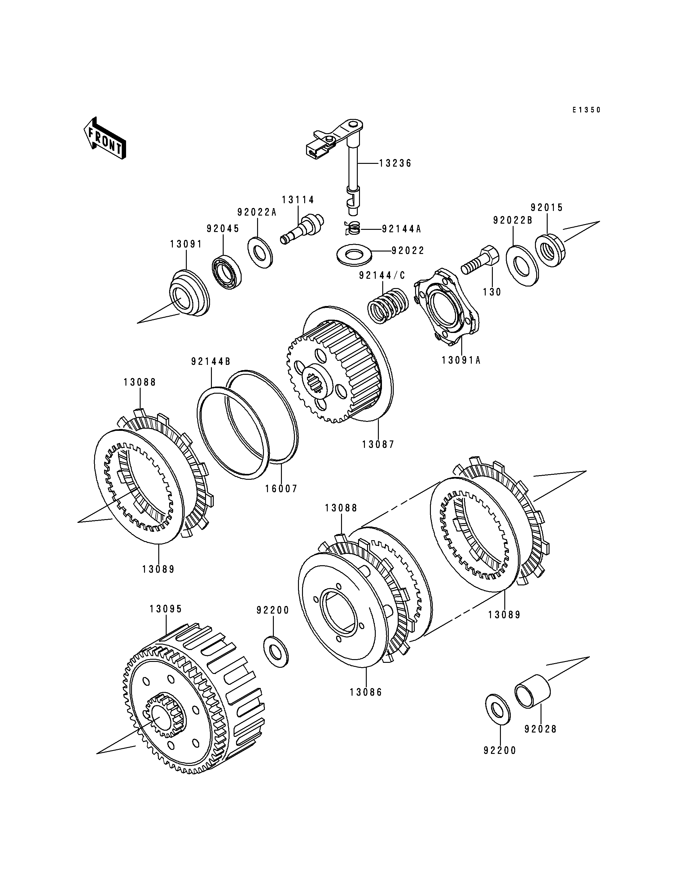 EMBRAYAGE POUR KDX200 KDX200 H1 VERT 1995 EUROPE
