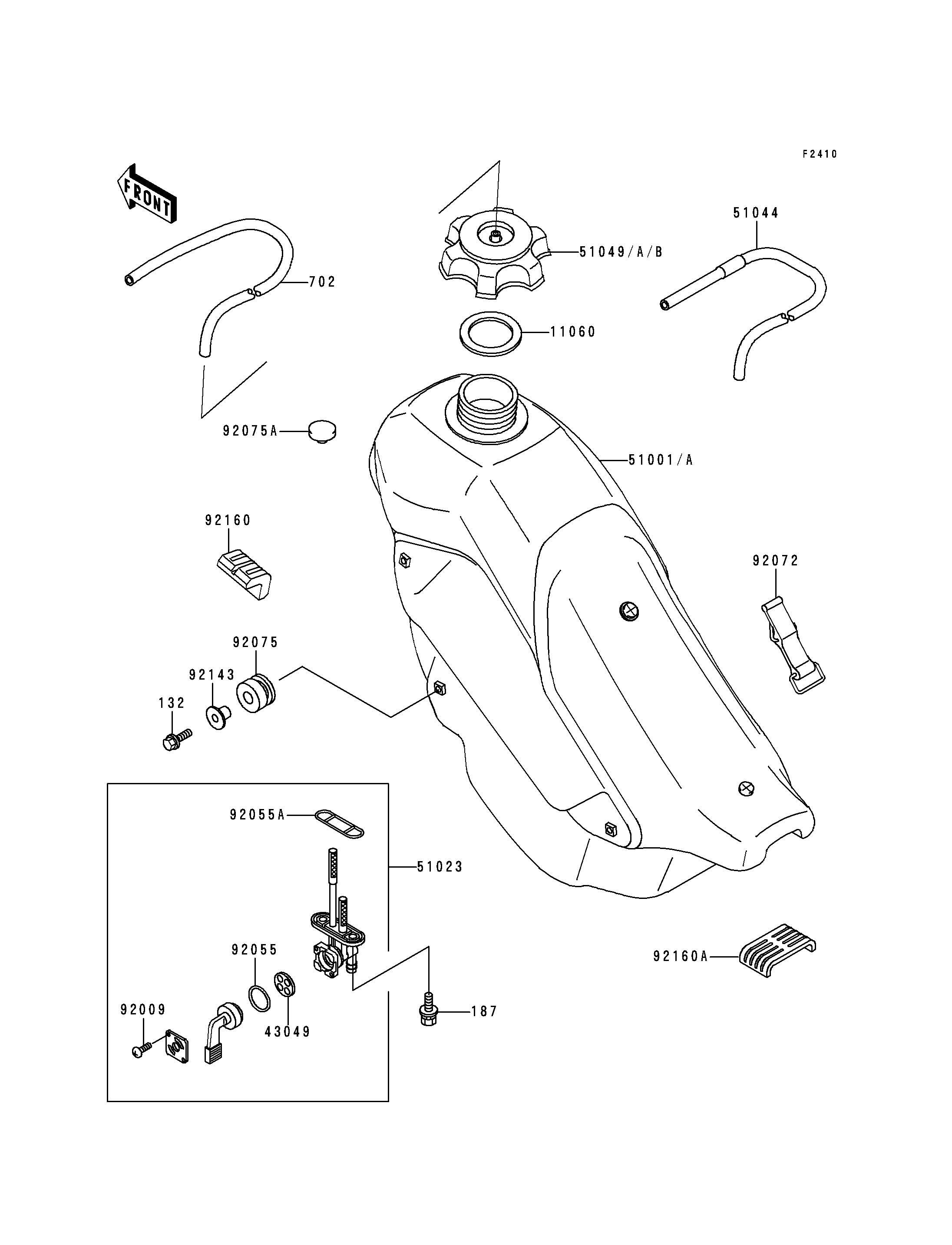 RESERVOIR CARBURANT POUR KDX200 KDX200 H1 VERT 1995 EUROPE