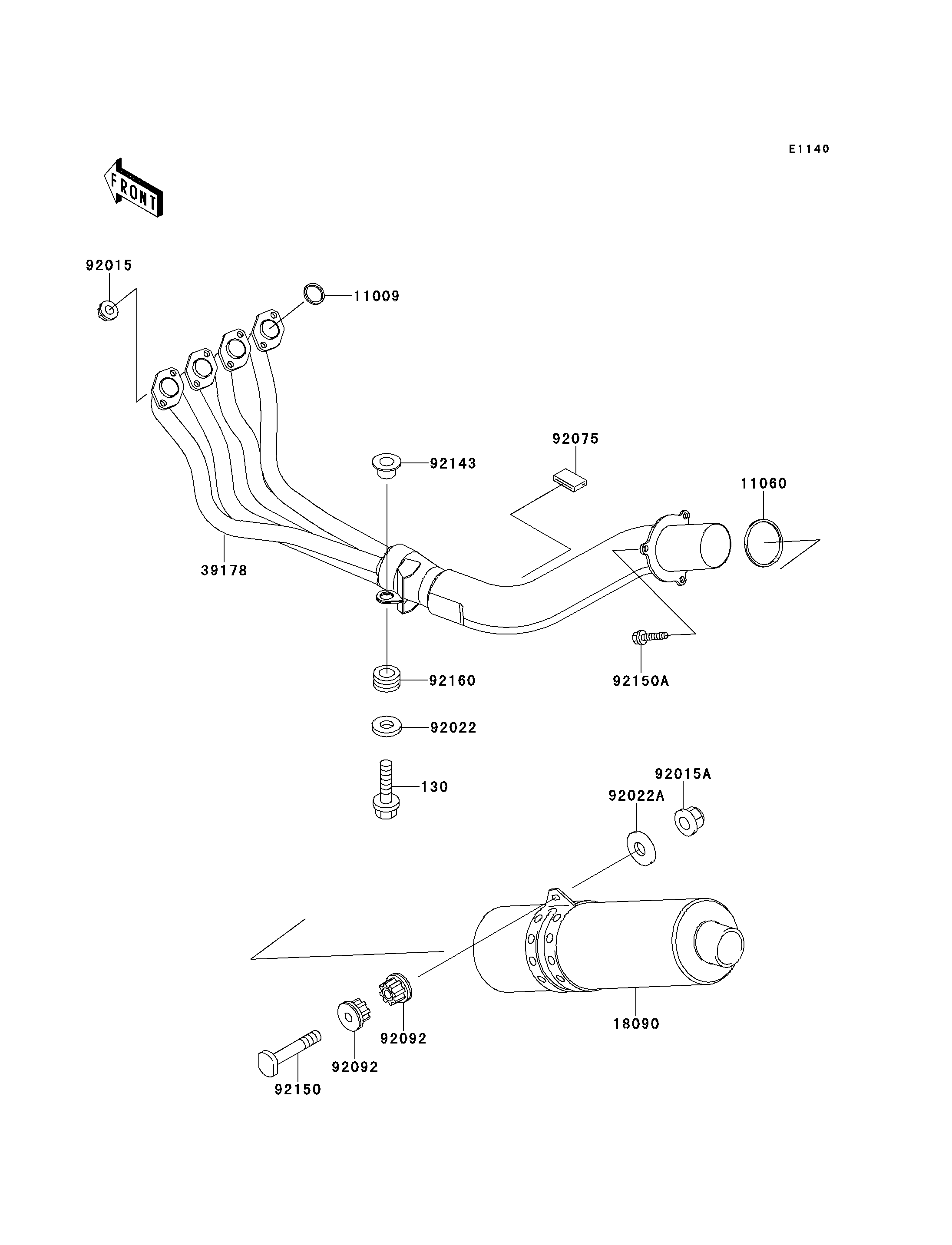 ECHAPPEMENT POUR NINJA ZX-6R ZX600-F1 BLANC 1995 EUROPE