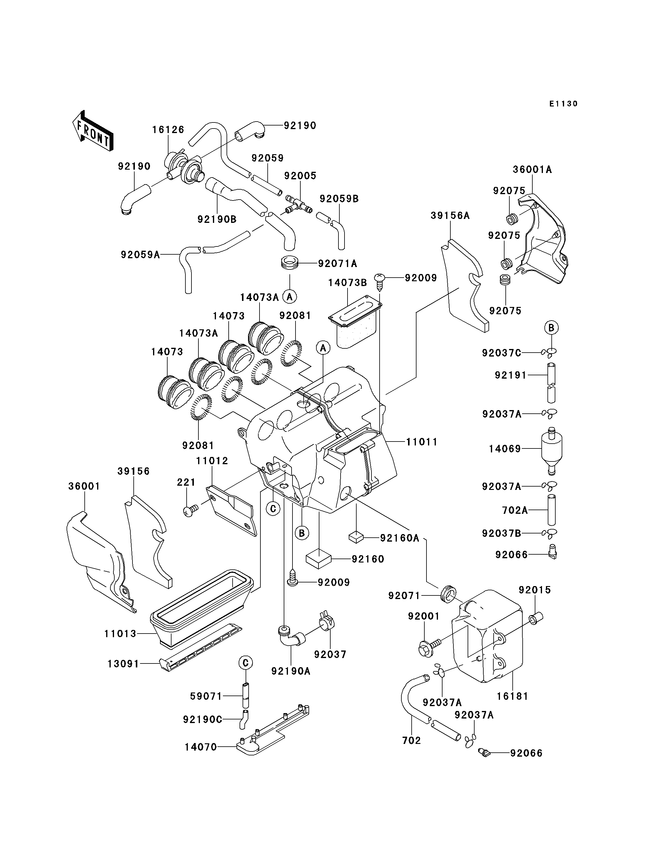 FILTRE A AIR POUR GPZ1100 ABS ZX1100 F1 NOIR 1996 EUROPE