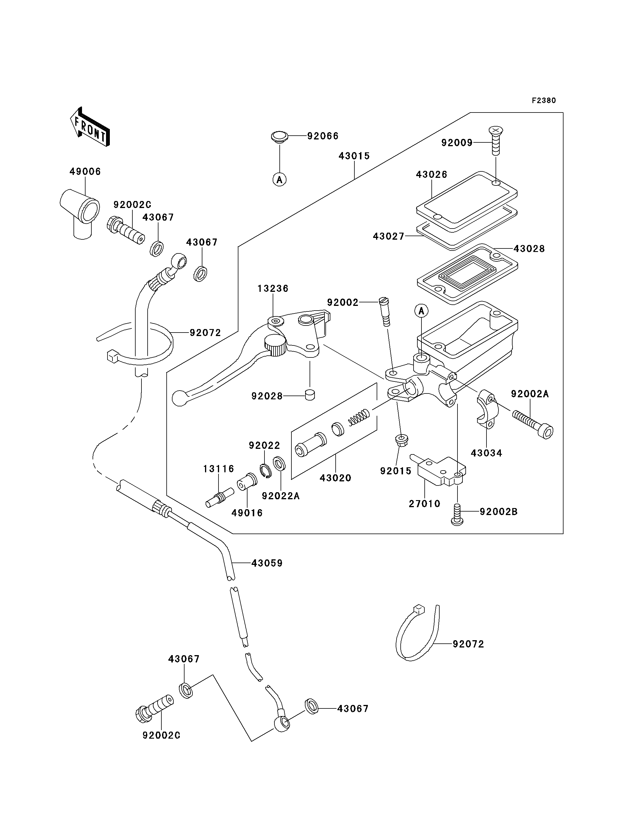 EMBRAYAGE MAITRE CYLINDRE POUR GPZ1100 ABS ZX1100 F1 NOIR 1996 EUROPE