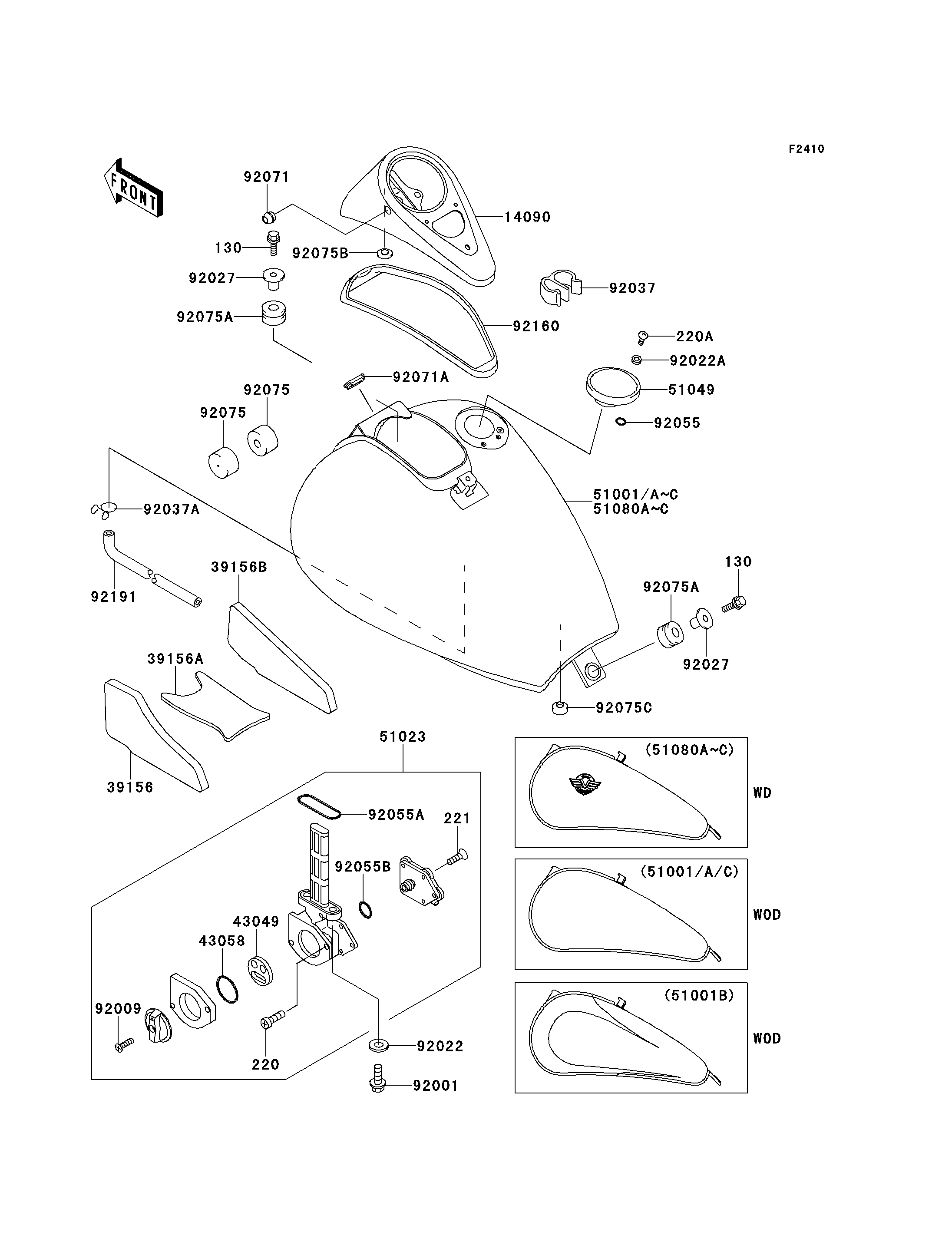 RESERVOIR CARBURANT POUR VN800 VN800 A1 NOIR 1995 EUROPE