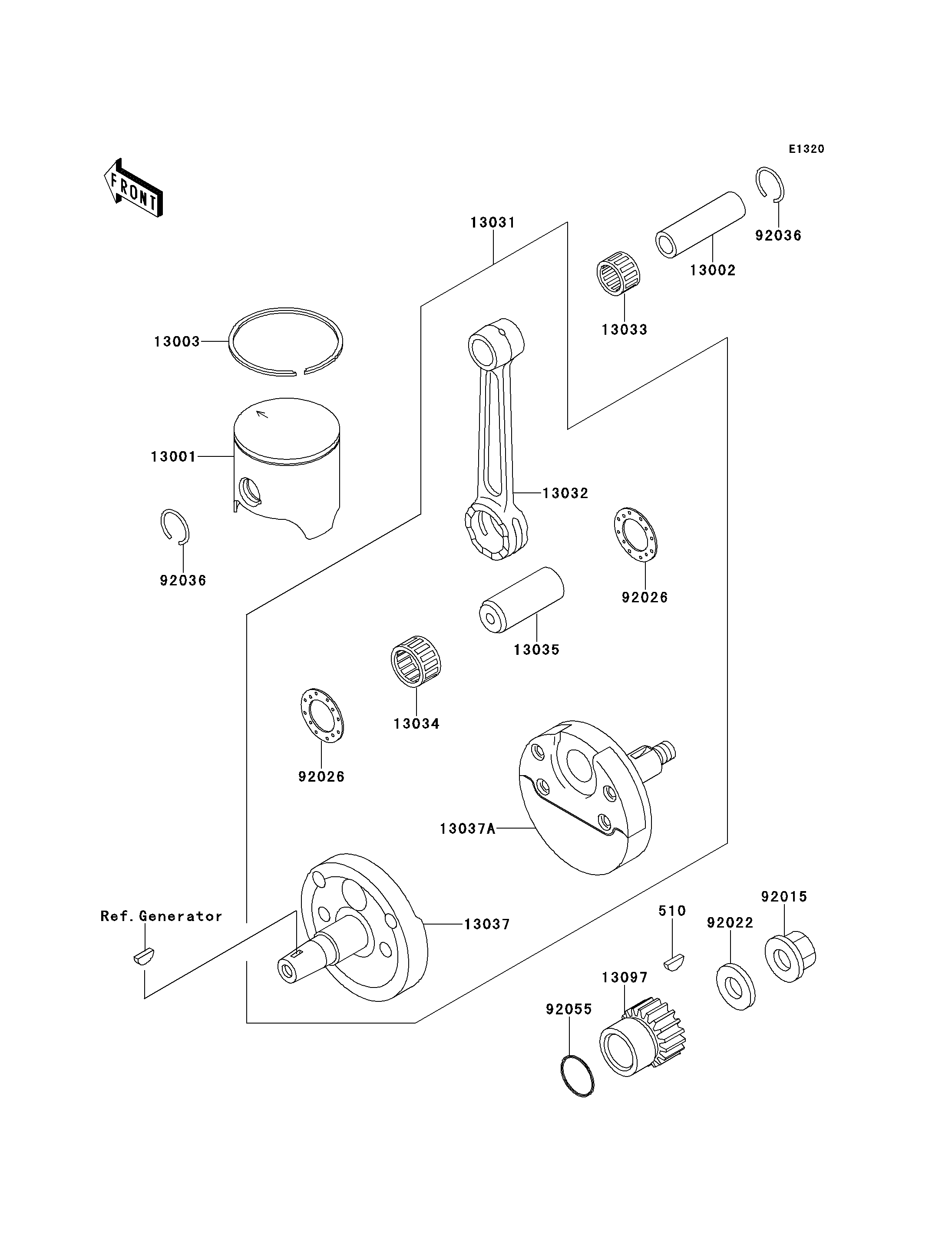 VILEBREQUINPISTON POUR KX125 KX125 K3 VERT 1996 EUROPE