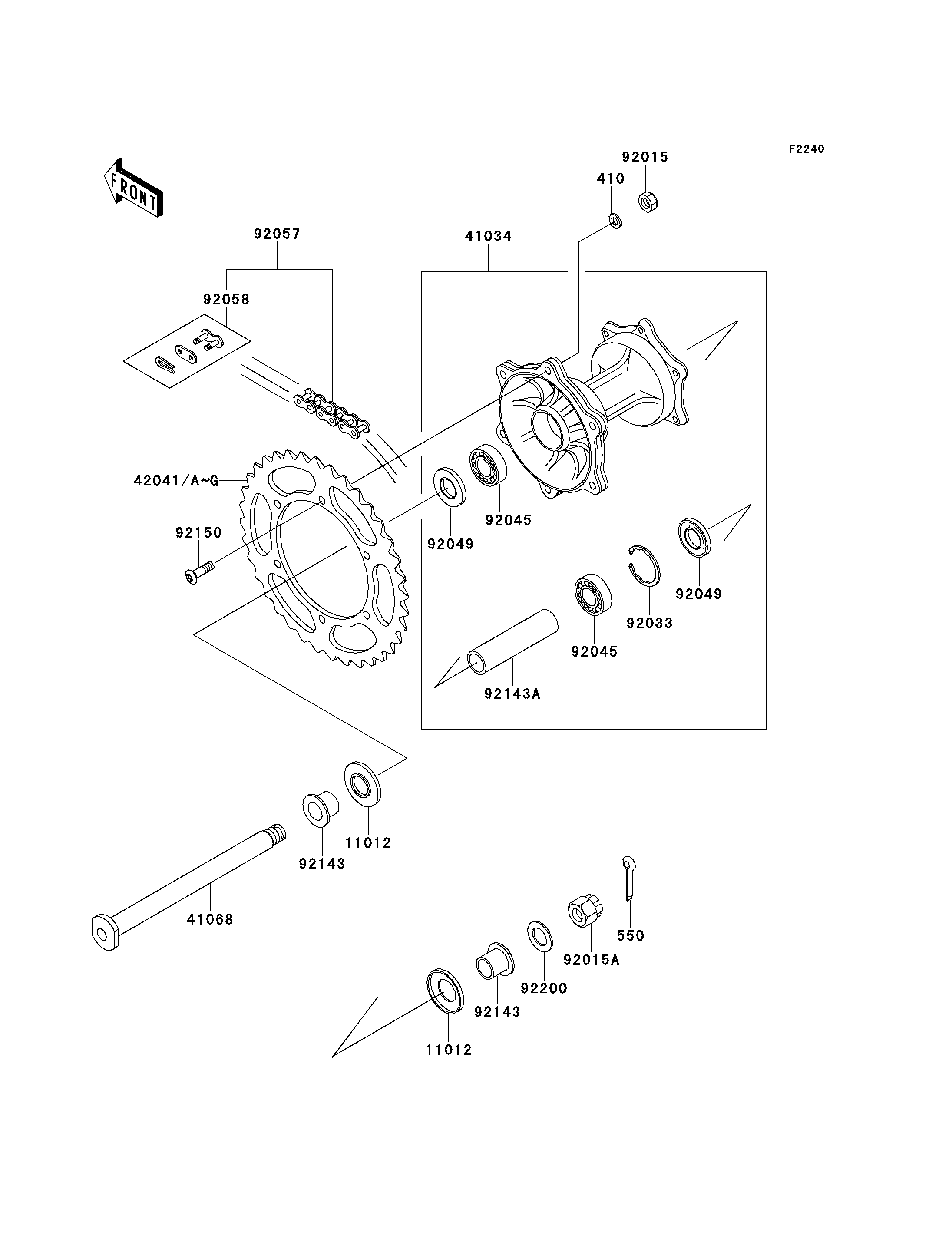 MOYEU ARRIERE POUR KX125 KX125 K3 VERT 1996 EUROPE