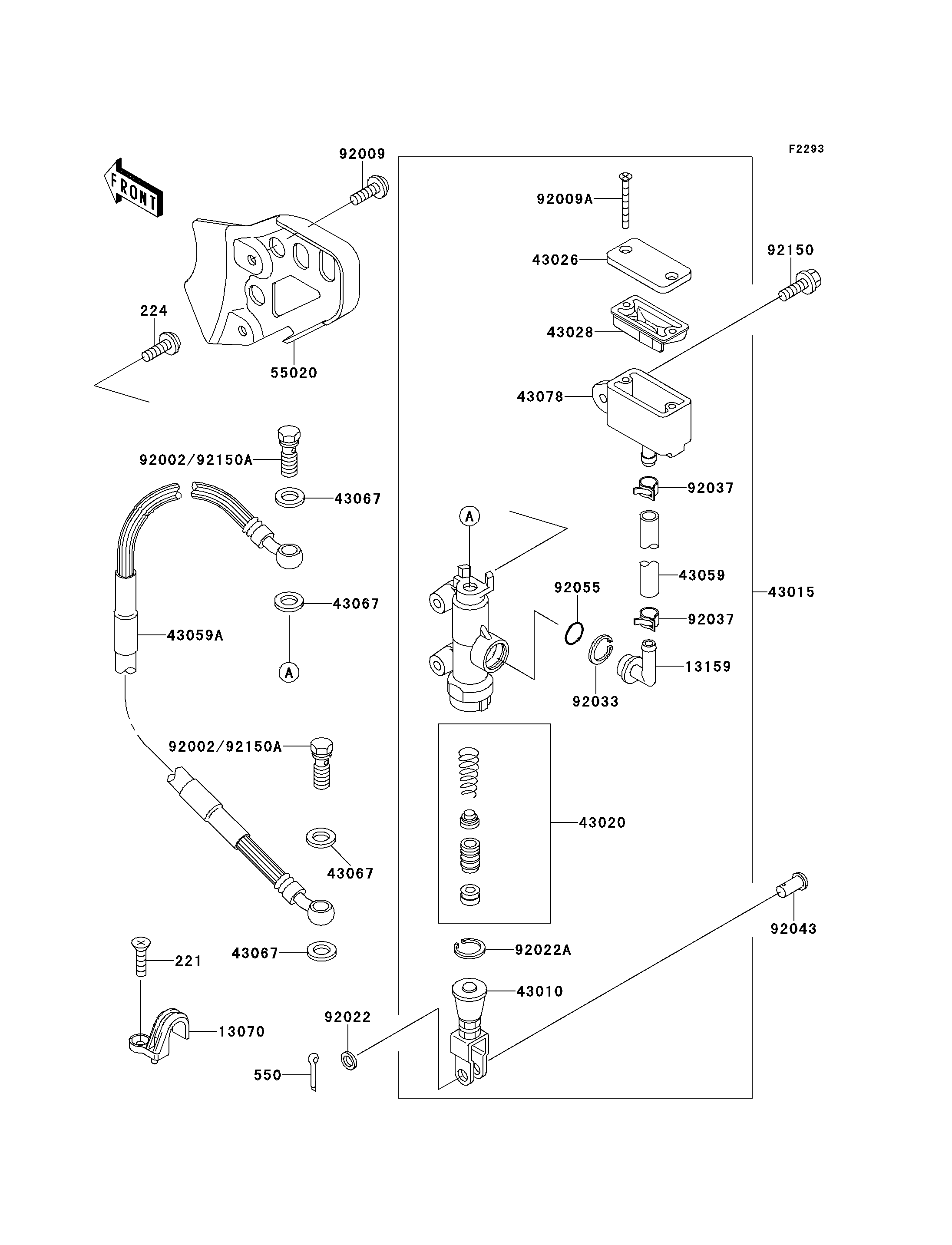 MAITRE CYLINDRE ARRIERE POUR KX125 KX125 K2 VERT 1995 EUROPE