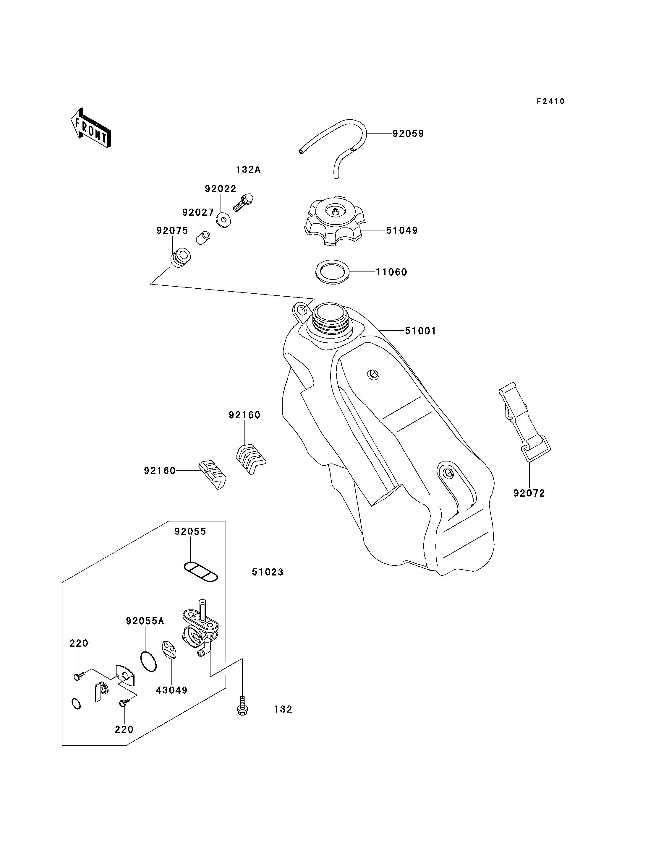 RESERVOIR CARBURANT POUR KX125 KX125 K2 VERT 1995 EUROPE