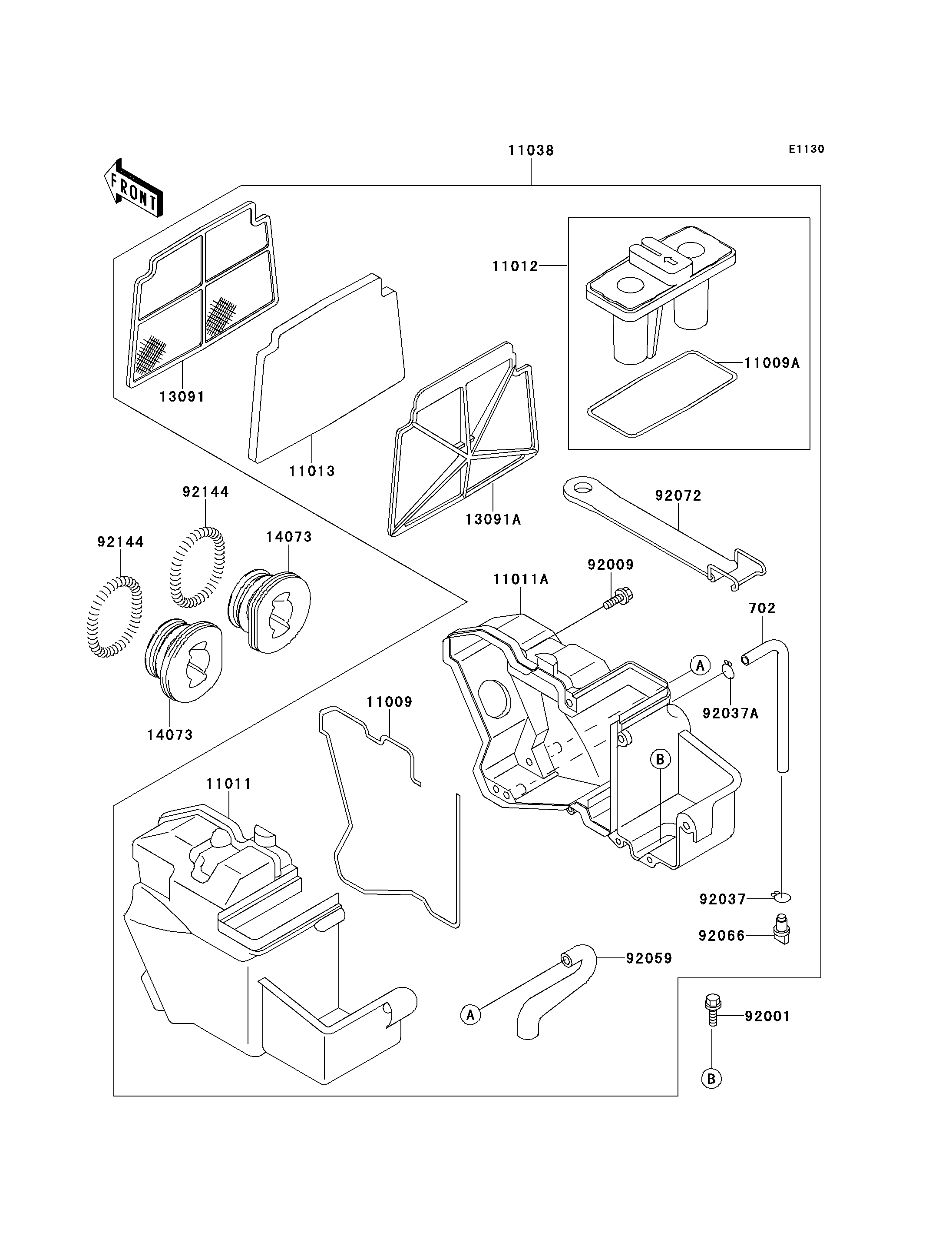 FILTRE A AIR POUR ZZ R250 EX250 H1 ARGENT 1990 EUROPE