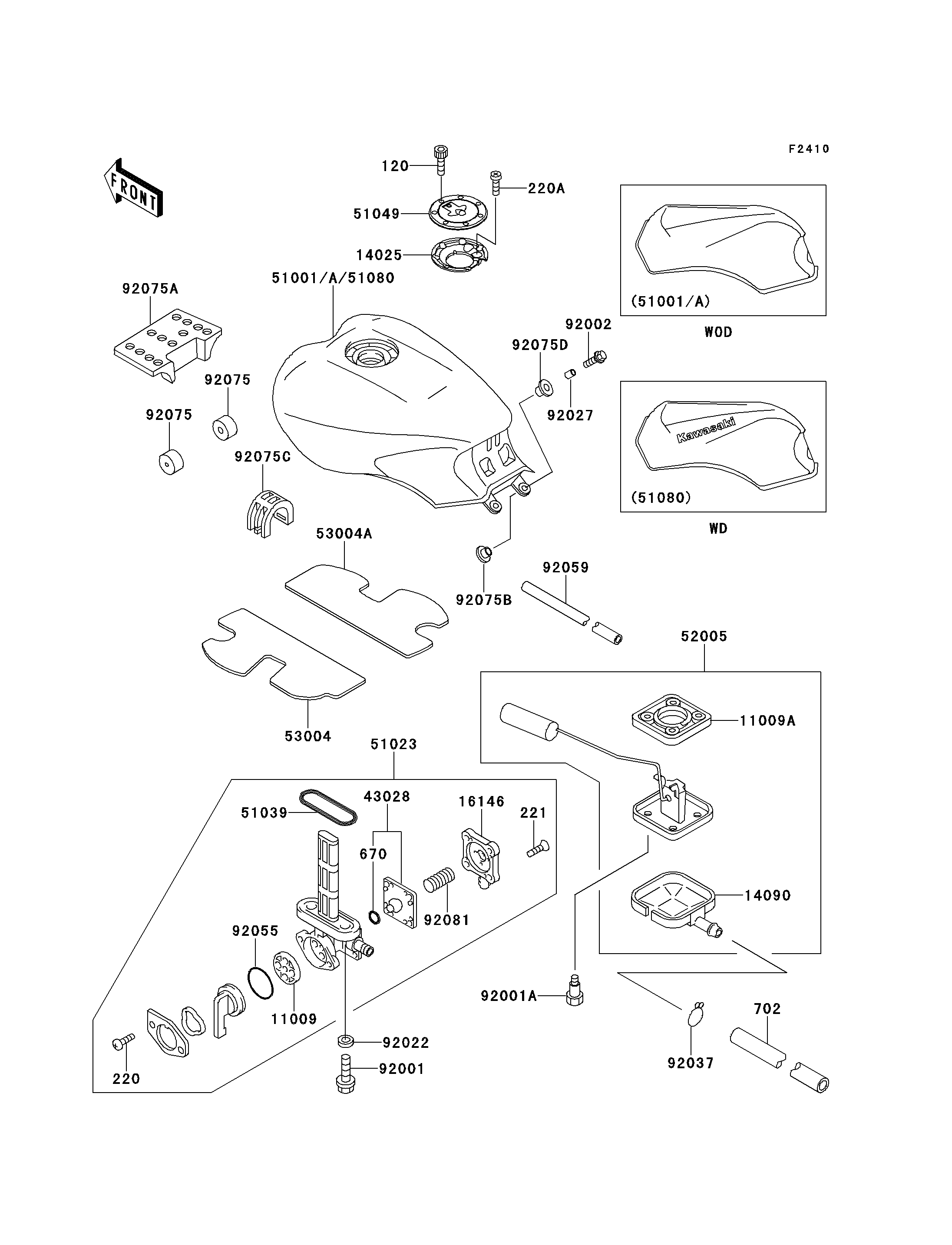 RESERVOIR CARBURANT POUR 1000GTR ZG1000 A11 ROUGE 1996