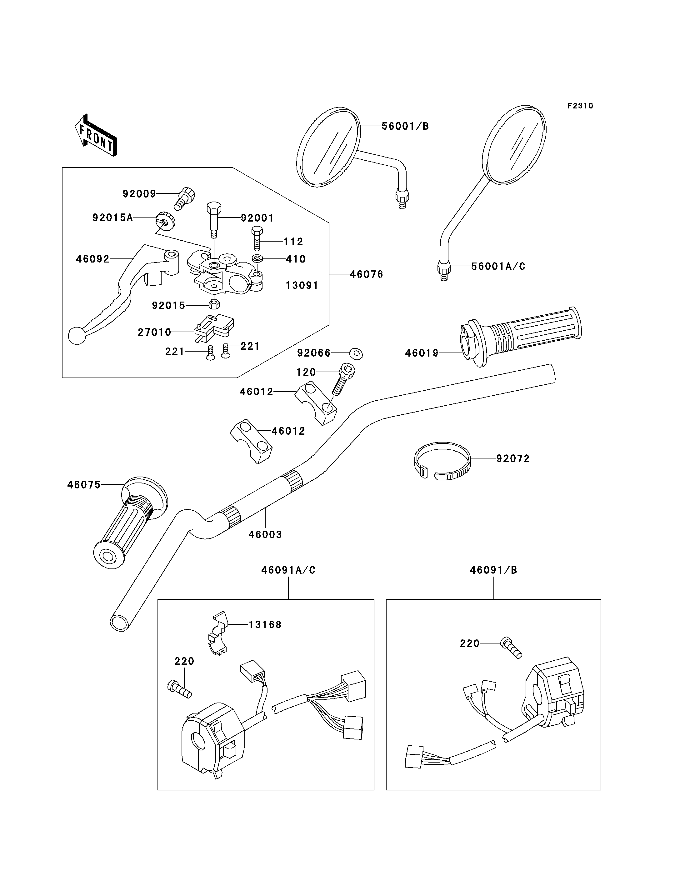 GUIDON POUR EL252 EL250 F2 NOIR 1996