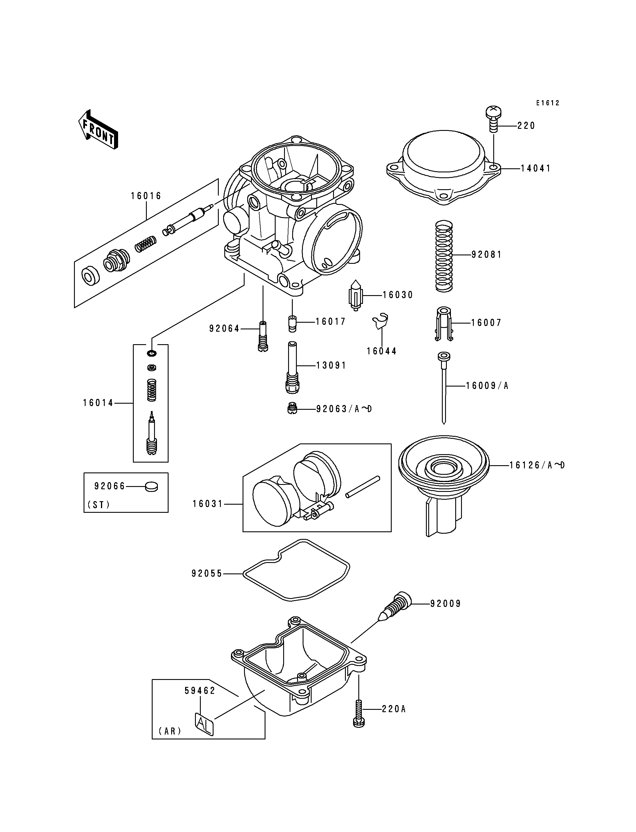 PIECES DE CARBURATEUR POUR EN500 EN500-C1 NOIR 1996 EUROPE