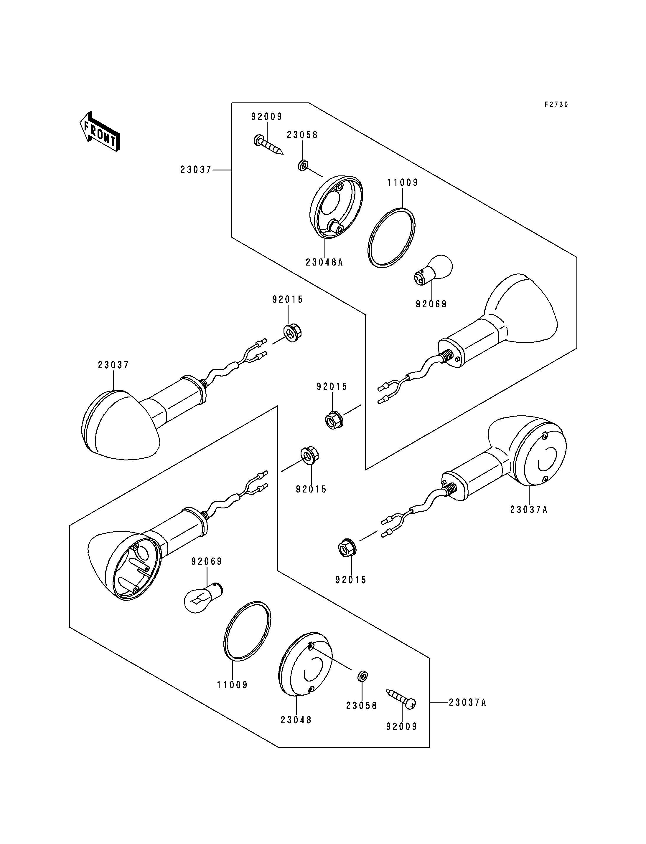 CLIGNOTANTS POUR ELIMINATOR 600 ZL600 B1 JAUNE 1995 EUROPE